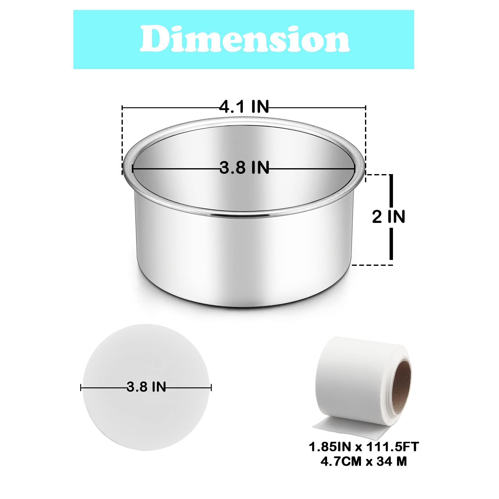 Teamfar 4 Inch Cake Pans, Stainless Steel 4 Pcs Small Round Cake Pan Set For Baking Roasting, Non-Toxic & Sturdy, Non-Stick & He
