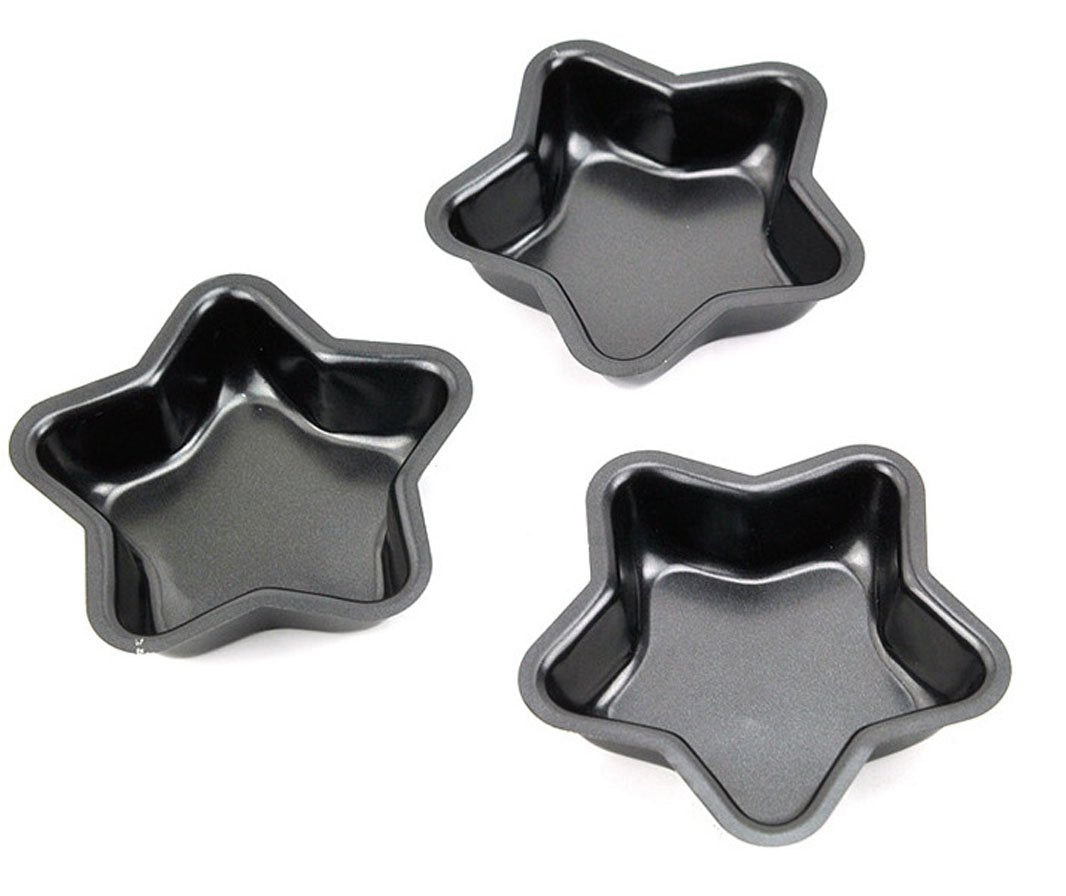 Mollensiuer 3 Pack Mini Nonstick Pie Pans Mould Makers Baking Tin For Tarts,Tartlets,Cupcakes,Pies,Cheesecakes,Bread (Star)