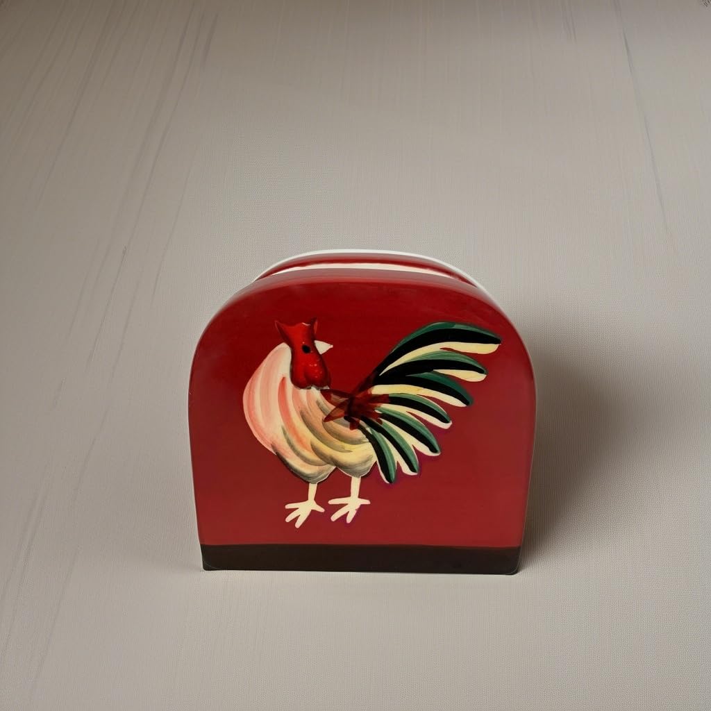 Ack Tuscany French Modern Rooster, Hand Painted Kitchen Napkin Holder, Napkin Holder For Kitchen, Resturant, Kitchen D  Cor, Tab