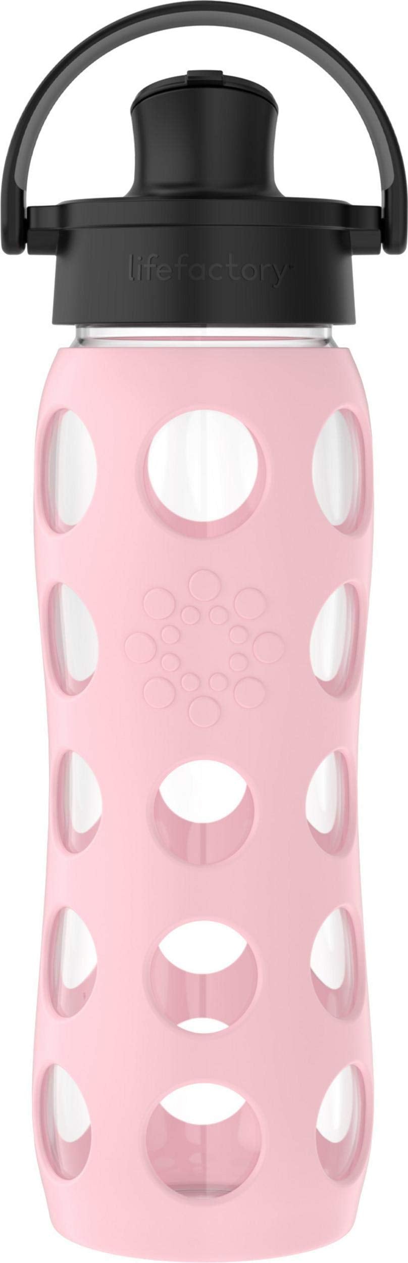 Lifefactory 22-Ounce Glass Water Bottle With Active Flip Cap And Protective Silicone Sleeve, Desert Rose