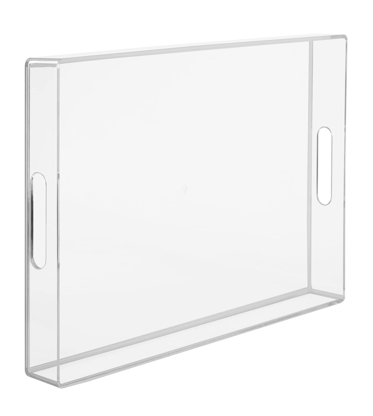 Maoname Clear Serving Tray With Handles, Plastic Clear Tray, Rectangle Decorative Tray For Coffee Table, Ottoman, Bathroom, Vani