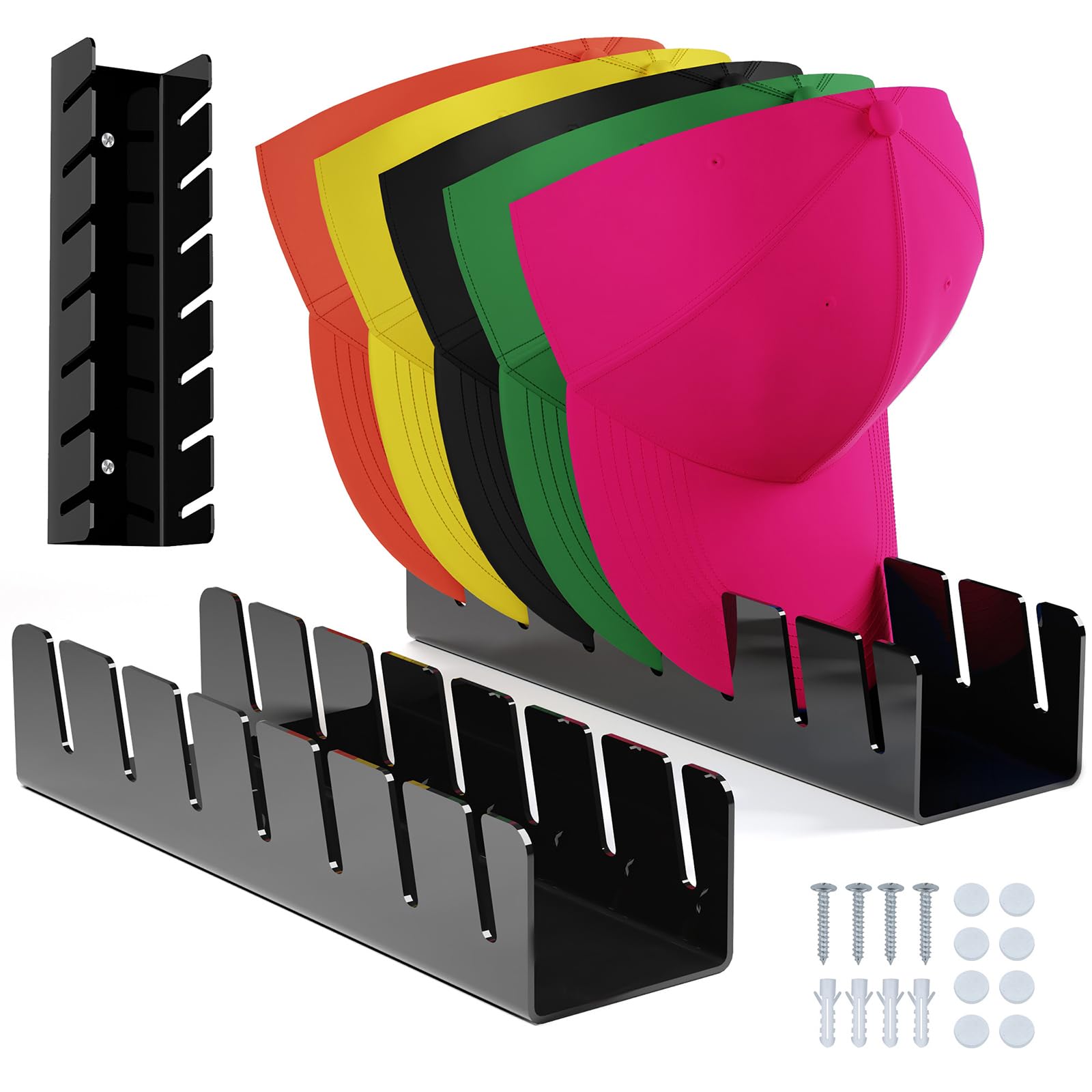 Dongying Hat Organizer For Baseball Caps 2024 New Hat Rack, No Install Acrylic Hat Stand For 14 Baseball Caps For Bedroom, Close