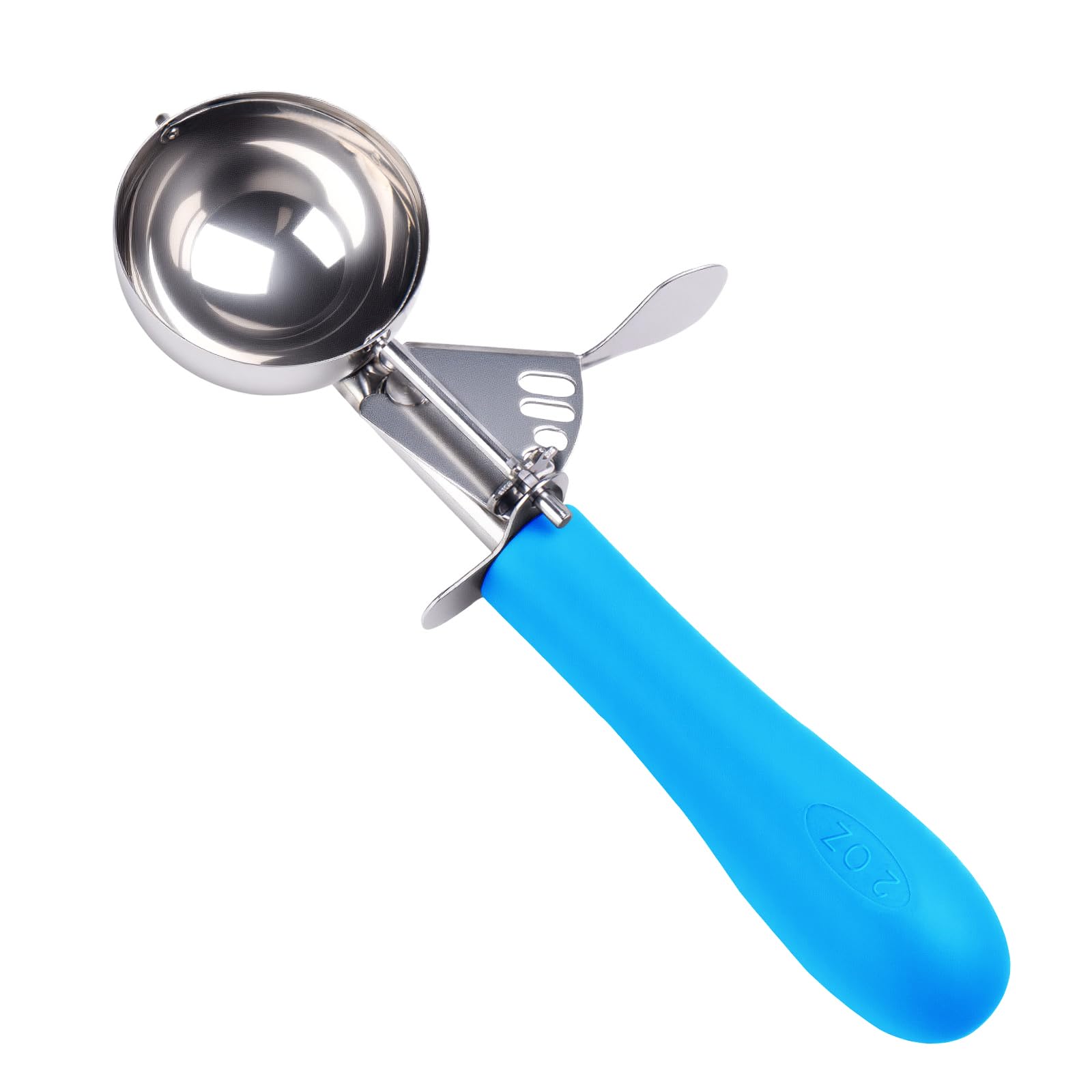 Fayomir Ice Cream Scoop with Trigger, 2 OZ Scoop, #16 Disher, Muffin Scoop, Large Cookie Scoops for Baking, Blue Handle, for Por