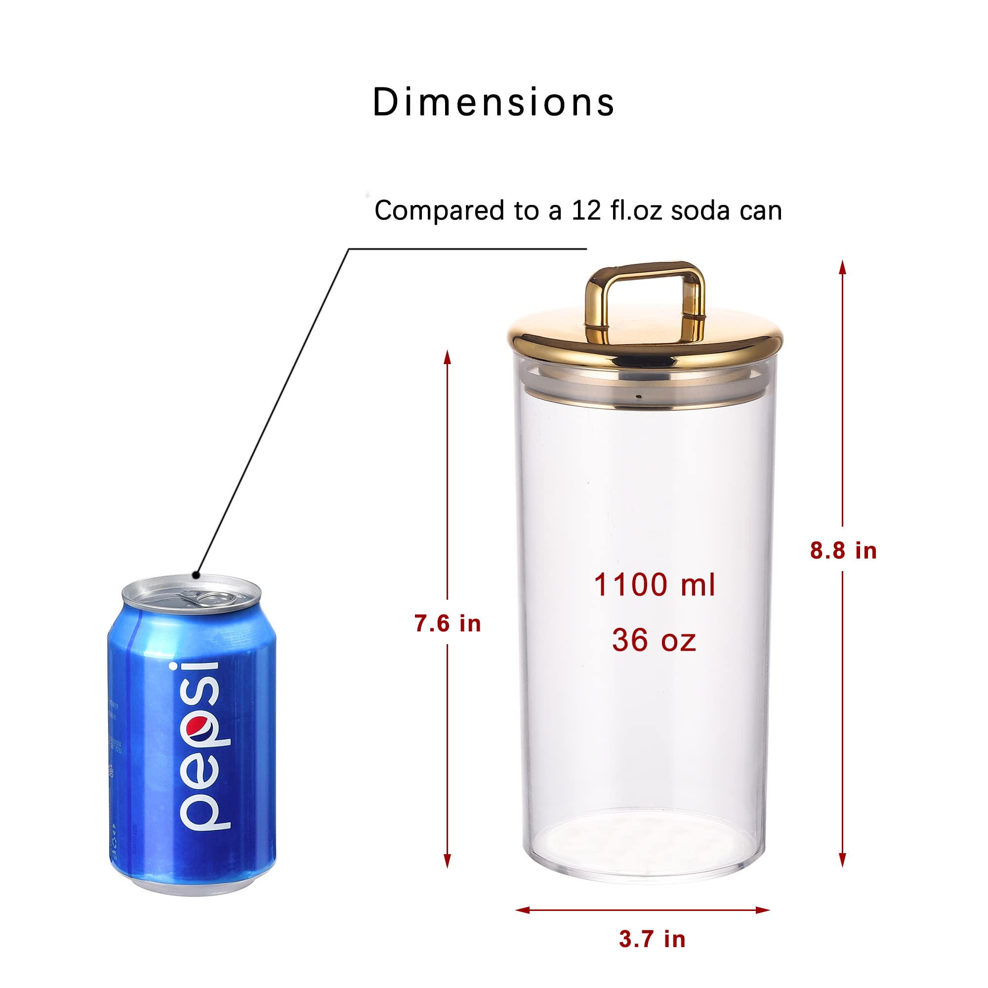 32 Oz Large Acrylic Storage Apothecary Jar With Gold Airtight Lid | Bathroom Vanity Organizer Containers | Ideal Decorative Cani