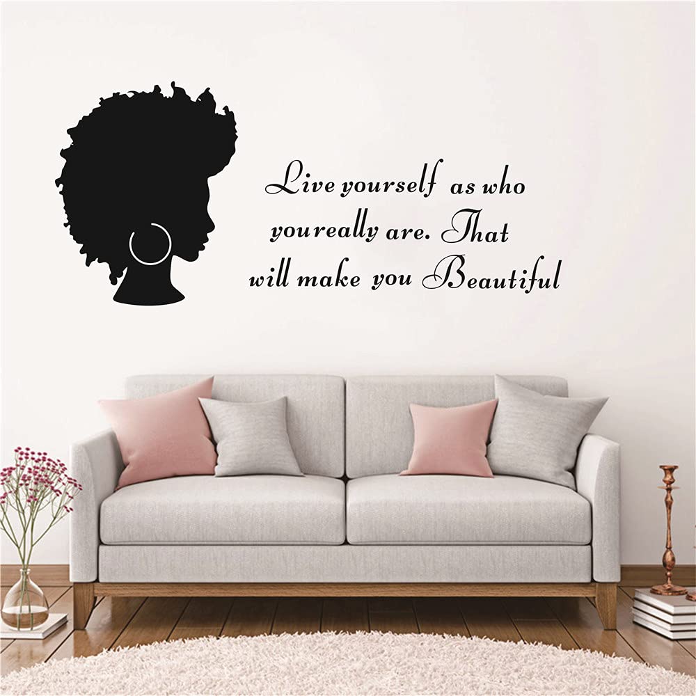 Home Decal African Woman Wall Sticker Quotes Inspirational Beautiful Words Black Women Wall Decor For Living Room Girl Rooom Bea
