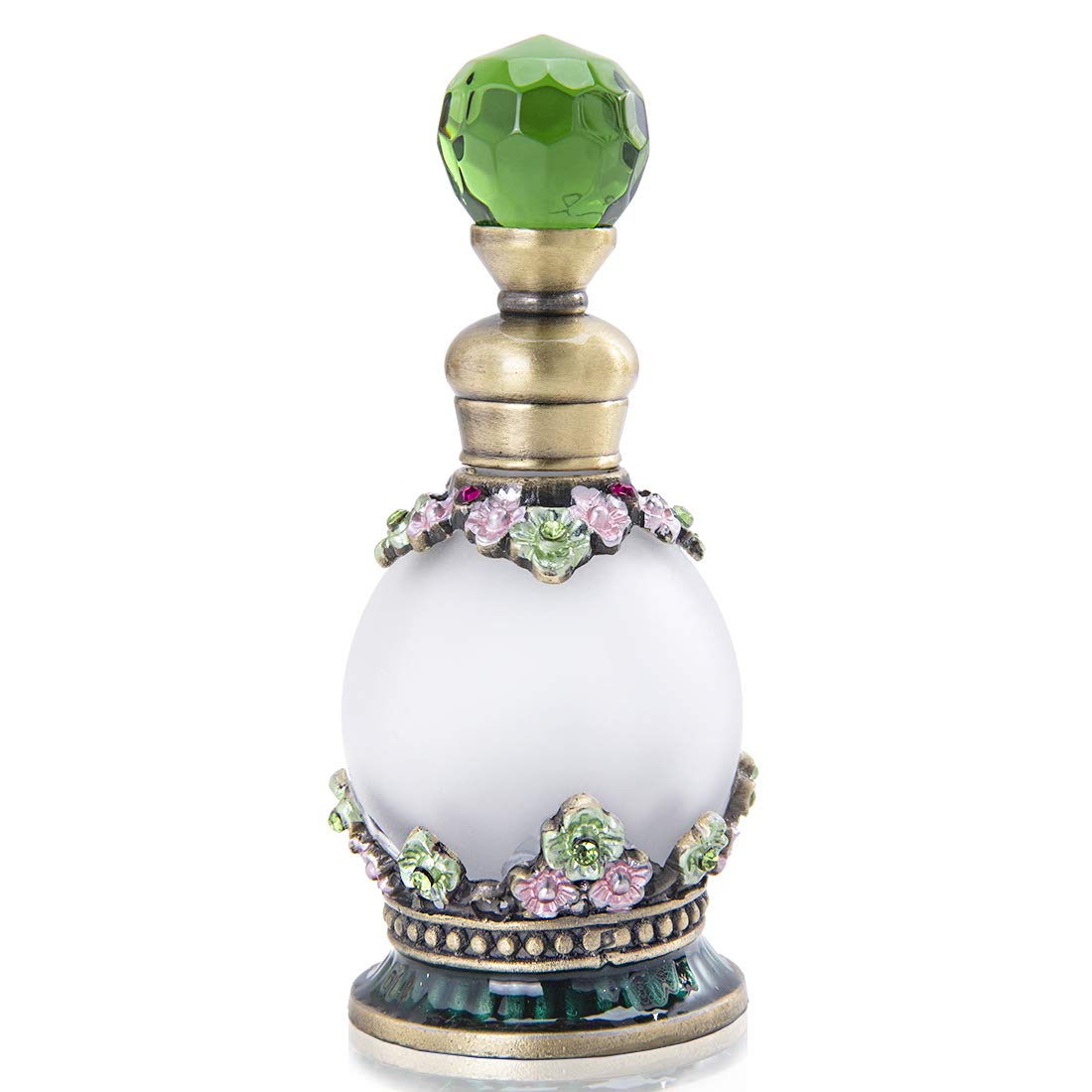 Yu Feng Flower Perfume Bottles Empty Vintage Fancy Decorative Crystal Glass Perfume Vial(15Ml,Green)