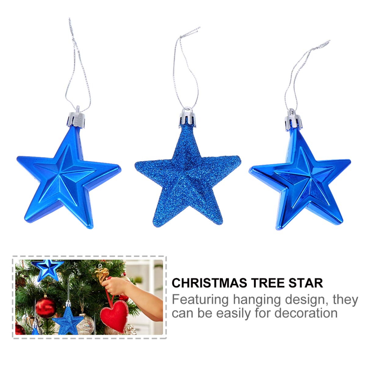 BESPORTBLE 18pcs Chic Five-Pointed Star Christmas Tree Decor and Hanging Ornaments for Holiday Home Decoration for Festive Atmos