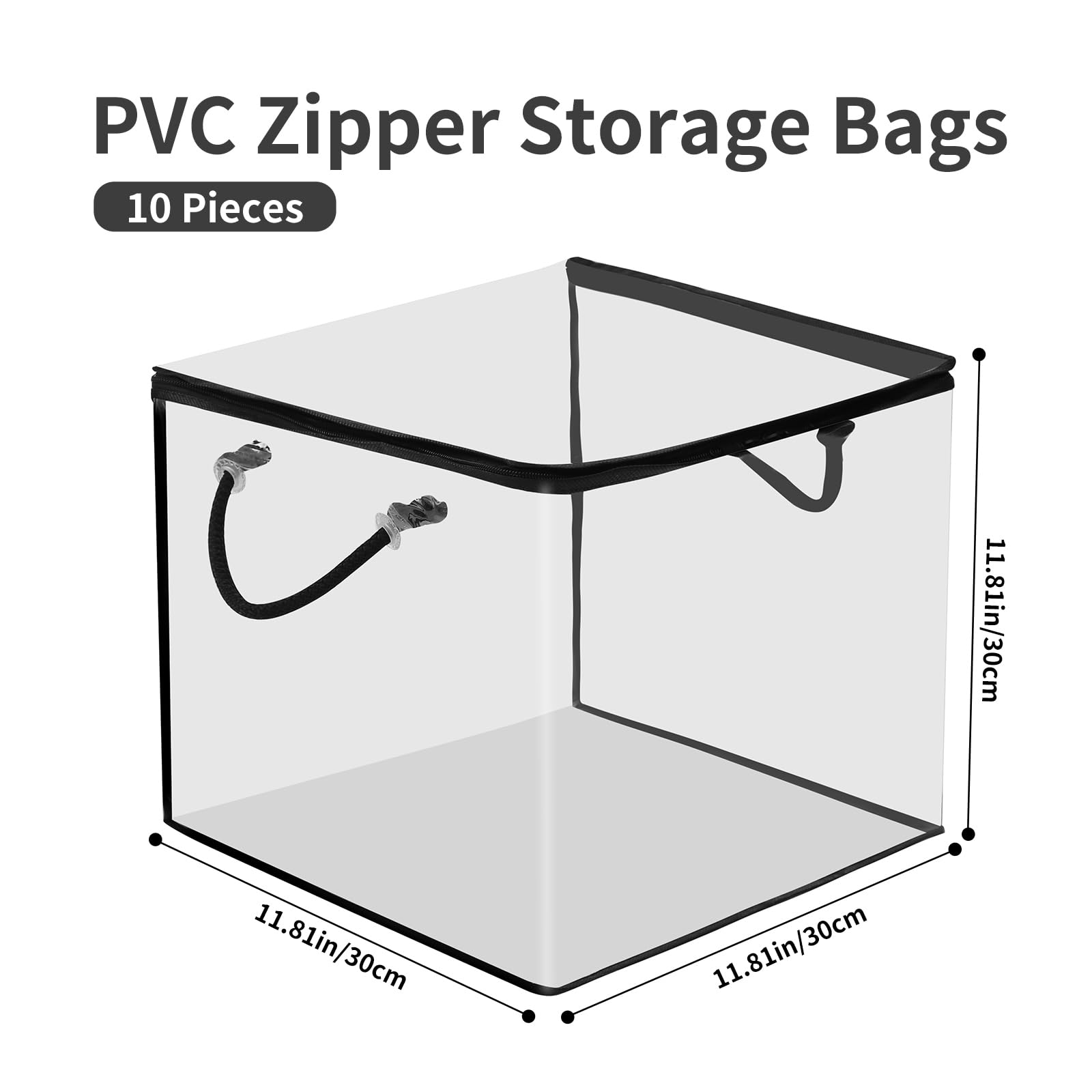 Remittur 10 PCS Clear Zippered Storage Bags with Handles,Sweater Storage with Two-Way Zipper,Foldable Closet Organizer Bed Sheet