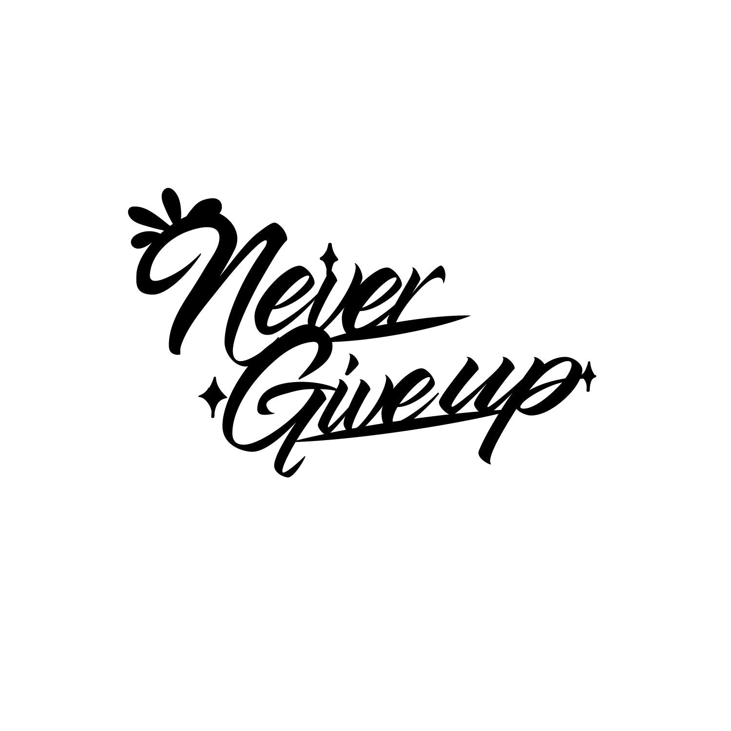 Ecraftindia Never Give Up Motivational Quote Black Engineered Wood Cutout Wall Art Decor - Inspirational, Encouraging Wall Hangi