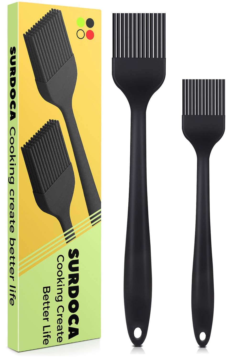 Surdoca Silicone Pastry Basting Brush - 2Pcs 10 + 8 In Heat Resistant Brush For Baking Cooking Food, Bpa Free Kitchen Brush For