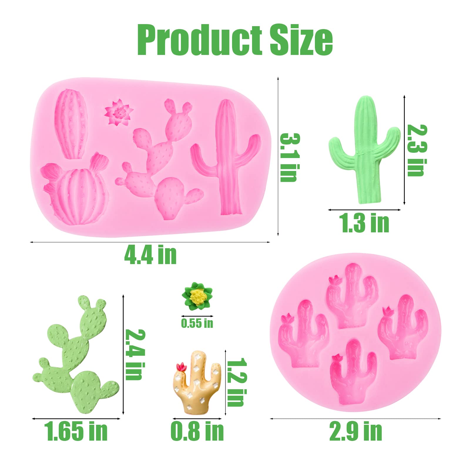 Cactus Molds Silicone 2 Pcs, Cactus Resin Chocolate Succulent Cake Fondant Mold For Candy, Cake Decorations, Cupcake Toppers, Po