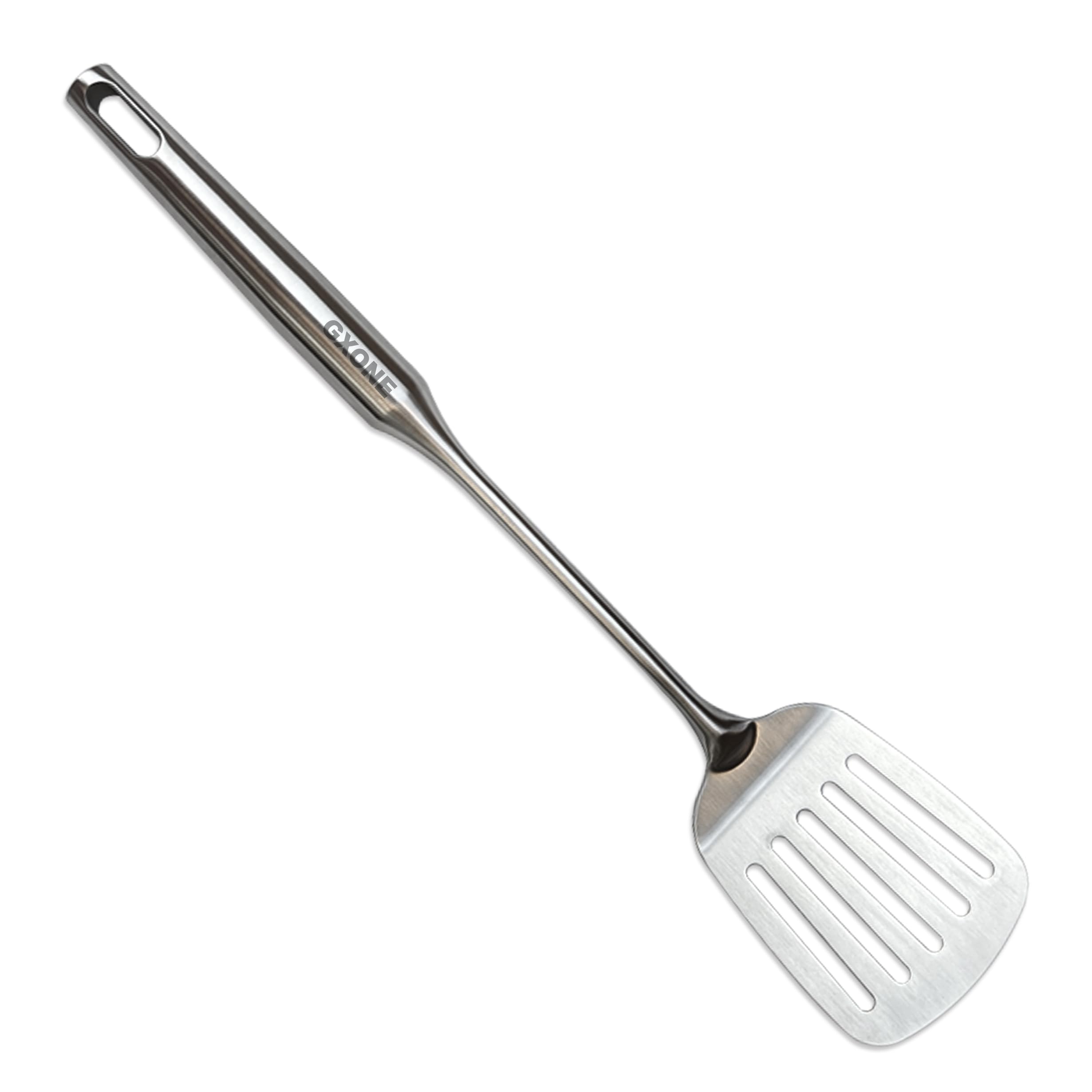 Stainless Steel Slotted Spatula,Cooking Utensil For Kitchen Use With Hollow Handle,Silver/14.9Inch
