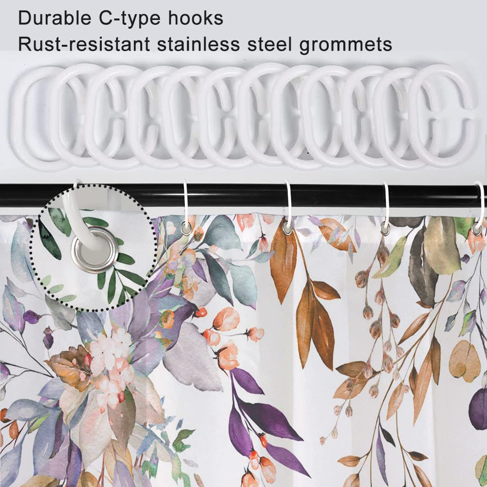 Ruelvth Small Stall Shower Curtain, Purple Eucalyptus Shower Curtain For Bathroom Waterproof Fabric Spring Rv Shower Curtain Set