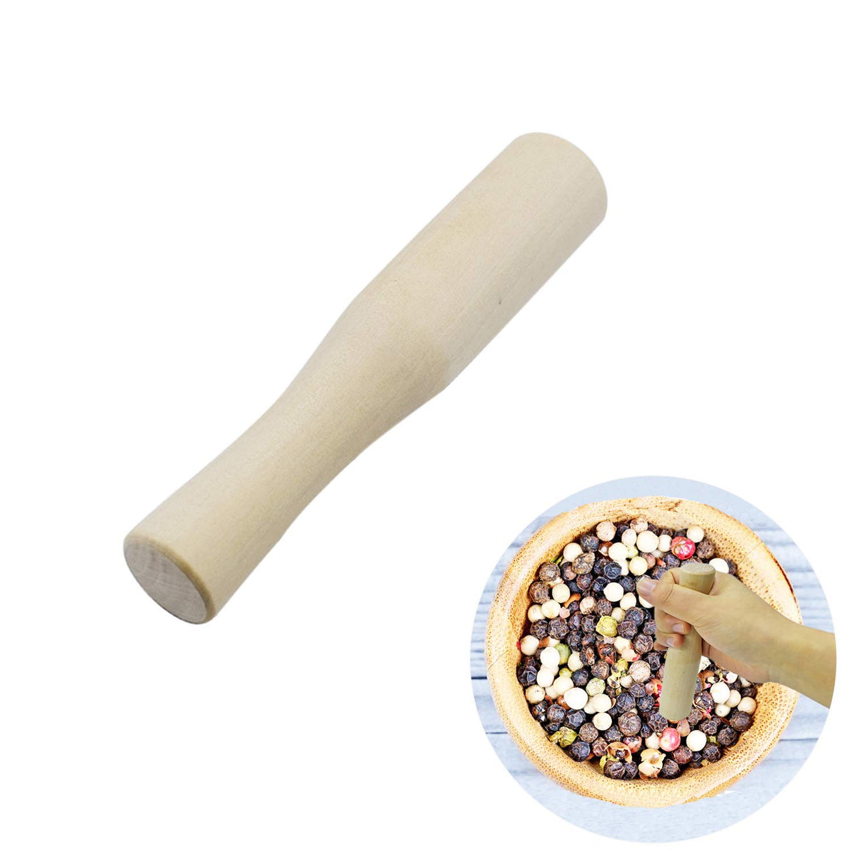 Lixiongbao Wooden Pestle Professional Artisan Hardwood Grinder Pestle Food Grinding Stick Spice Grinder Tool Kitchen Gadget For