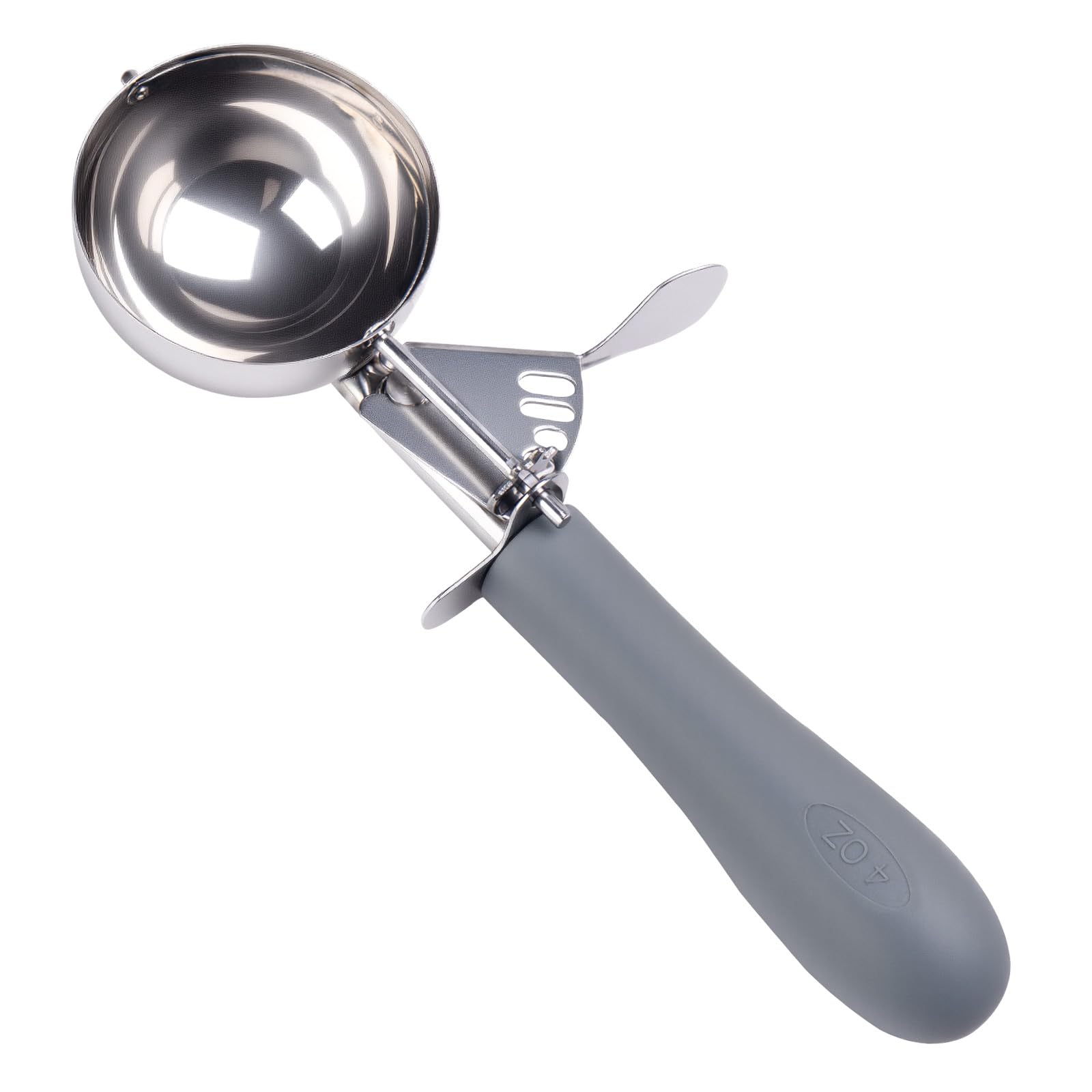 Fayomir 4 OZ Scoop, #8 Disher, Large Ice Cream Scoop with Trigger, Muffin Scoop, Large Cookie Scoops for Baking, Grey Handle, Wi