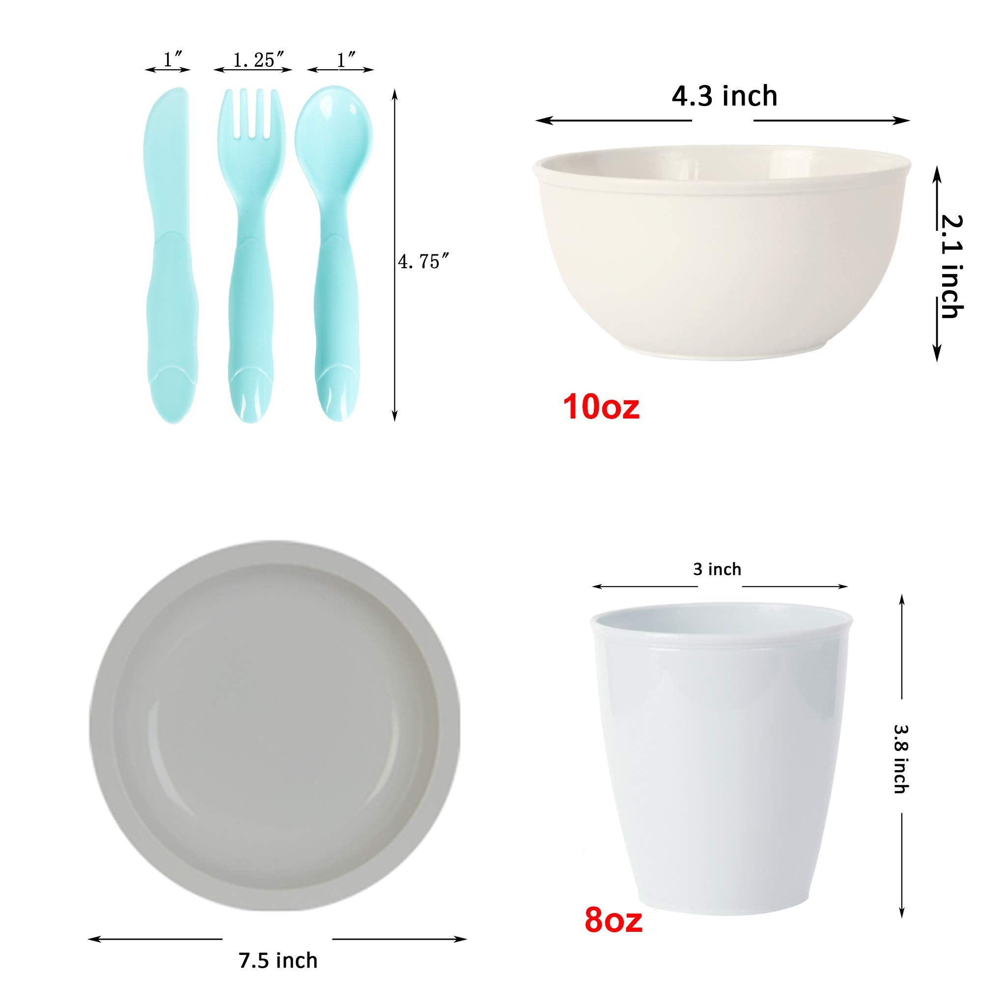 Youngever 54 pcs Plastic Toddler Dining and Utensil Set, BPA Free, Dishwasher Safe, Toddler Dinnerware and Toddler Silverware, S