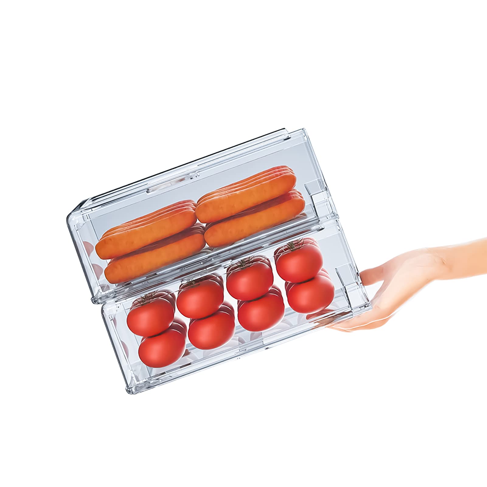 YekouMax Pantry Organization and Storage Bins, Refrigerator Organizer, Plastic Stackable Storage Bins with Drawers, Pull-Out Cab