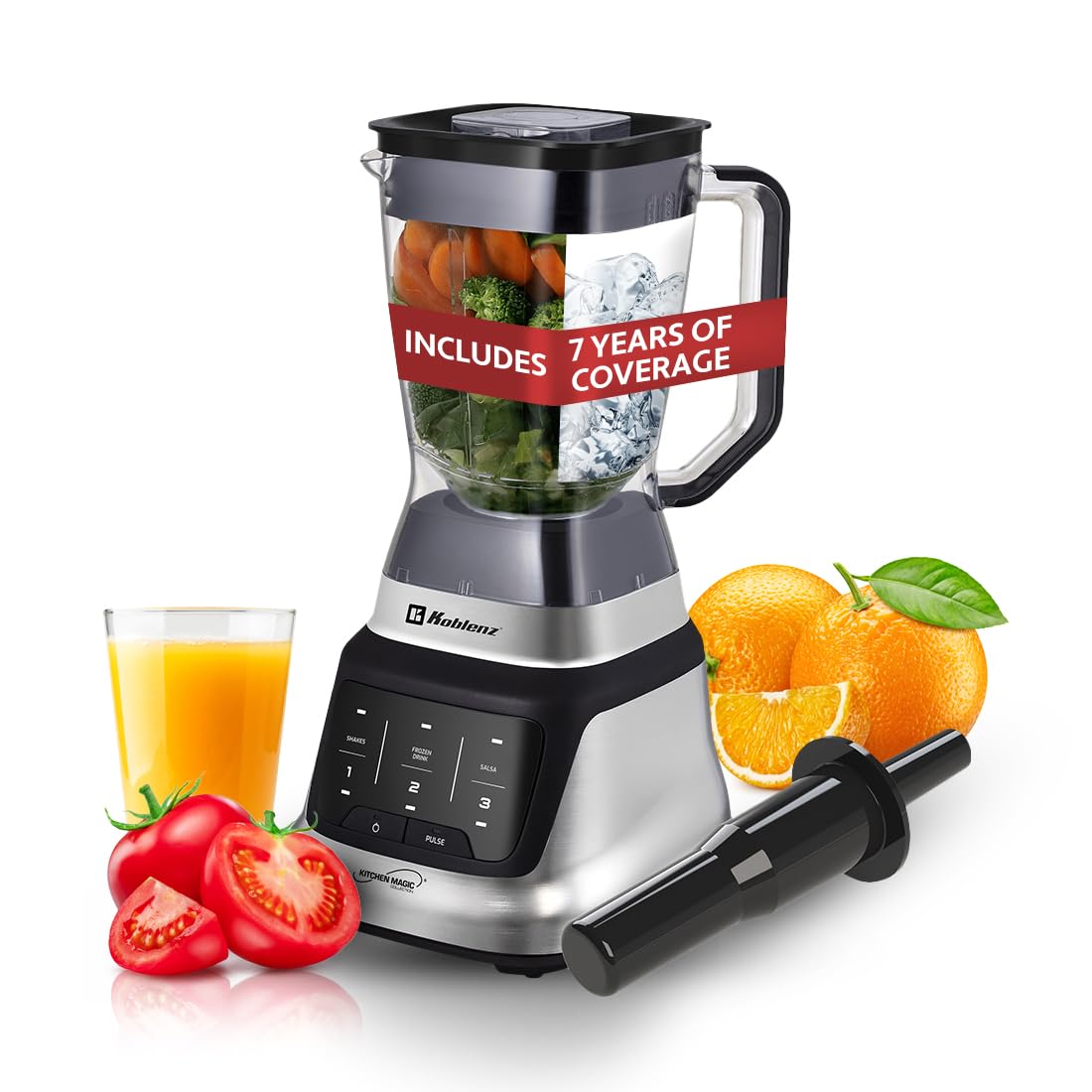 Koblenz Professional Blender, Countertop Blender for Shakes and Smoothies with 3 Speeds, 1200-W Motor, 68 Oz. Capacity, Super Si