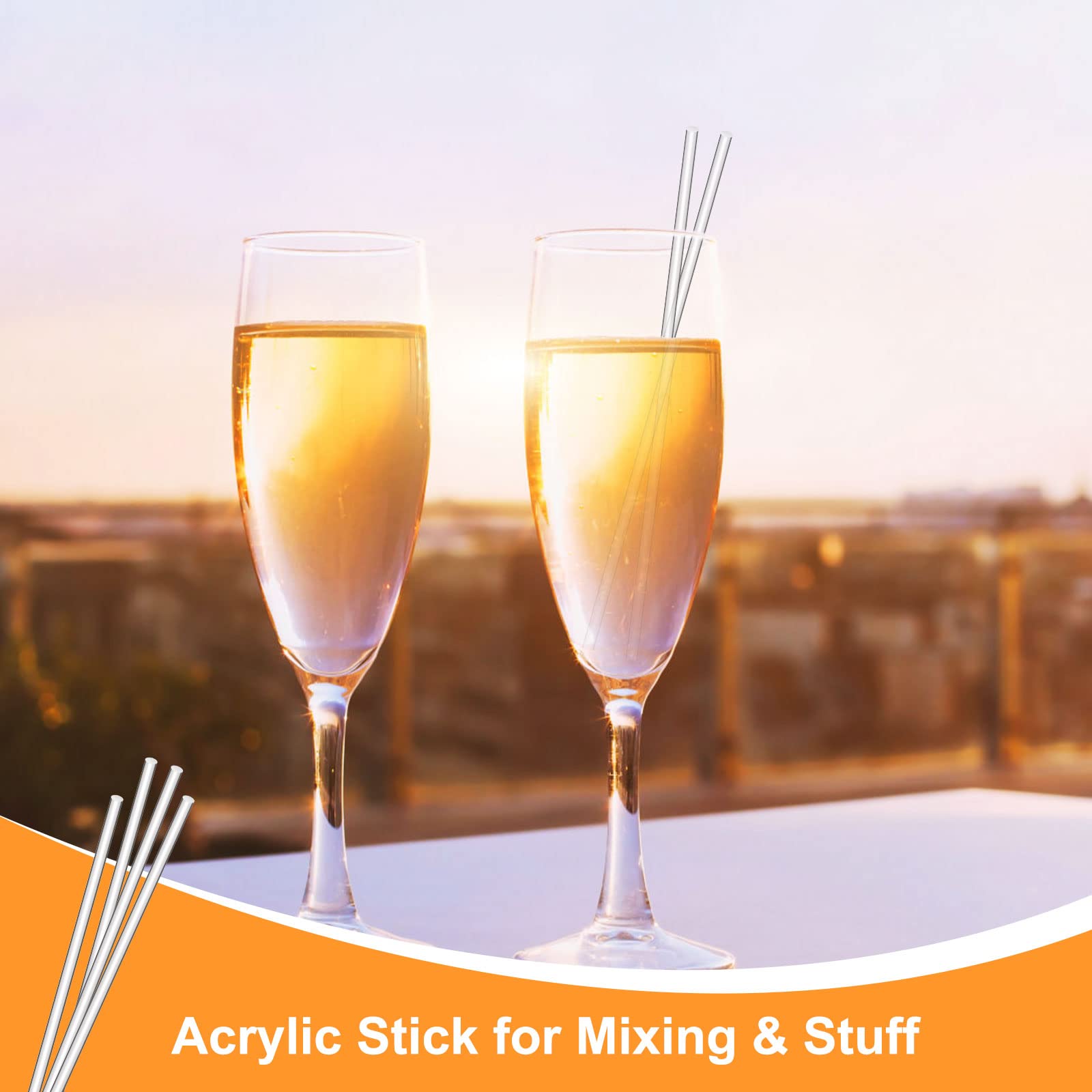 200Pcs Acrylic Lollipop Sticks, Anglekai Reusable Acrylic Pop Sticks Stirring Rod For Making Dessert (6 Inch)