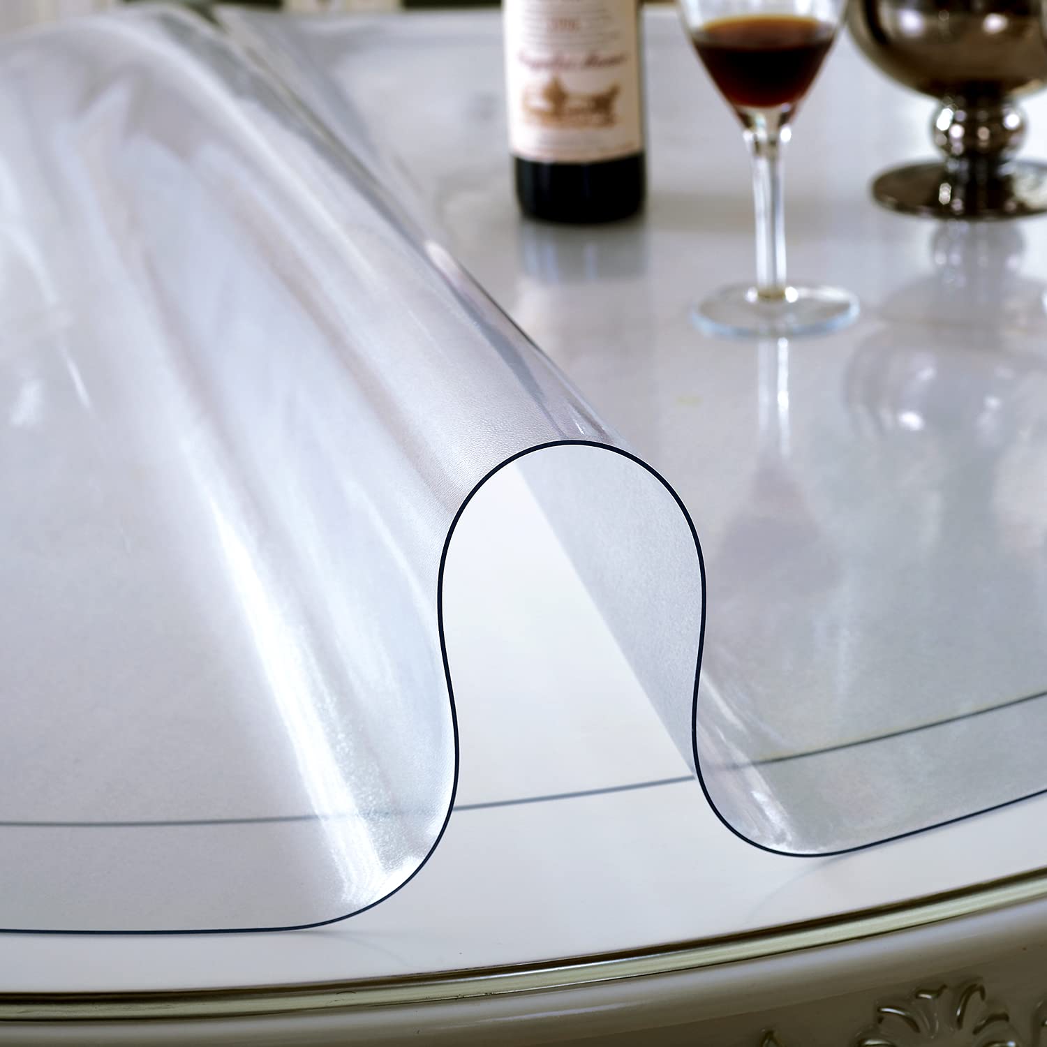 Lovepads 2Mm Thick Clear Round Table Protector 30 Inch Clear Round Table Cover Protector, Round Plastic Table Cover, Pvc Round T