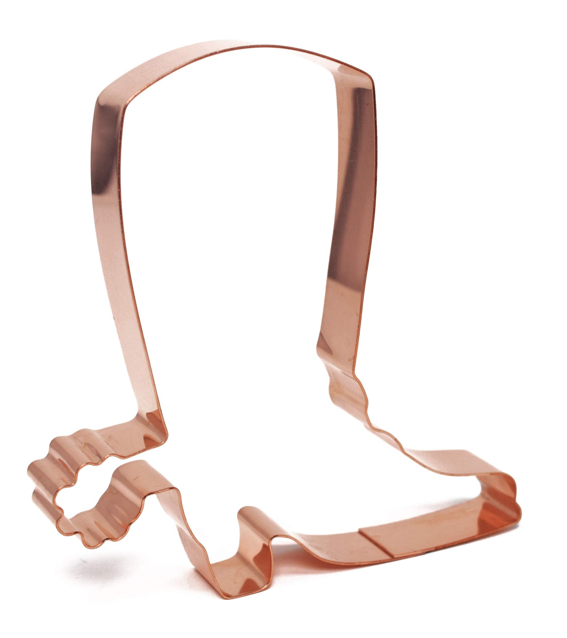 Cowboy Boot With Spur Cookie Cutter 4.8 X 4.5 Inches - Handcrafted Copper Cookie Cutter By The Fussy Pup
