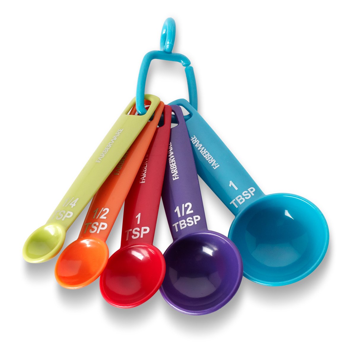 Farberware Set of 5 Measuring Spoons, Perfect for Measuring Both Wet and Dry Indgredients, Includes Detachable Ring for Optimal 