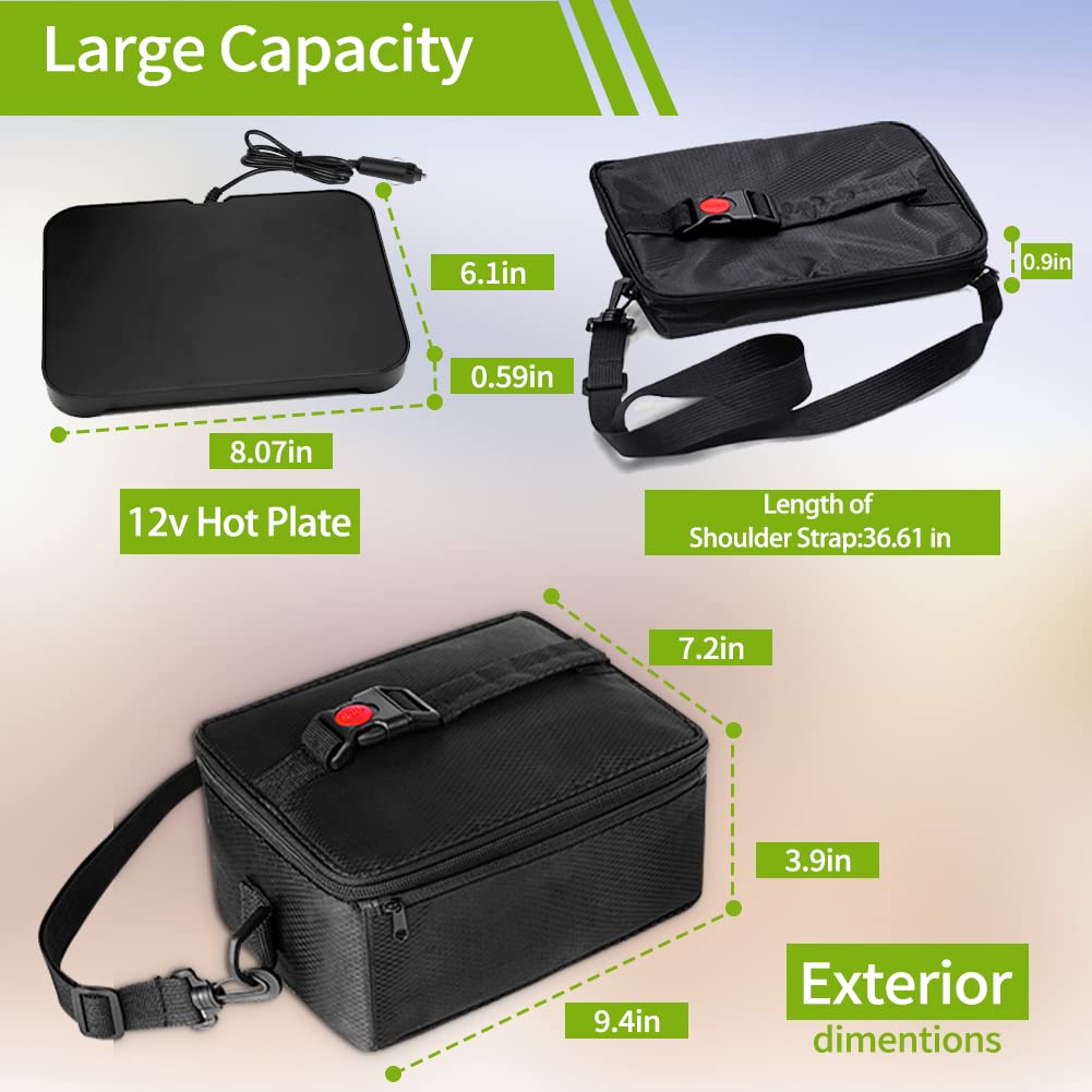 Portable Oven, 12V 24V 110V Car Food Warmer Portable Personal Mini Oven Electric Heated Lunch Box For Meals Reheating & Raw Food