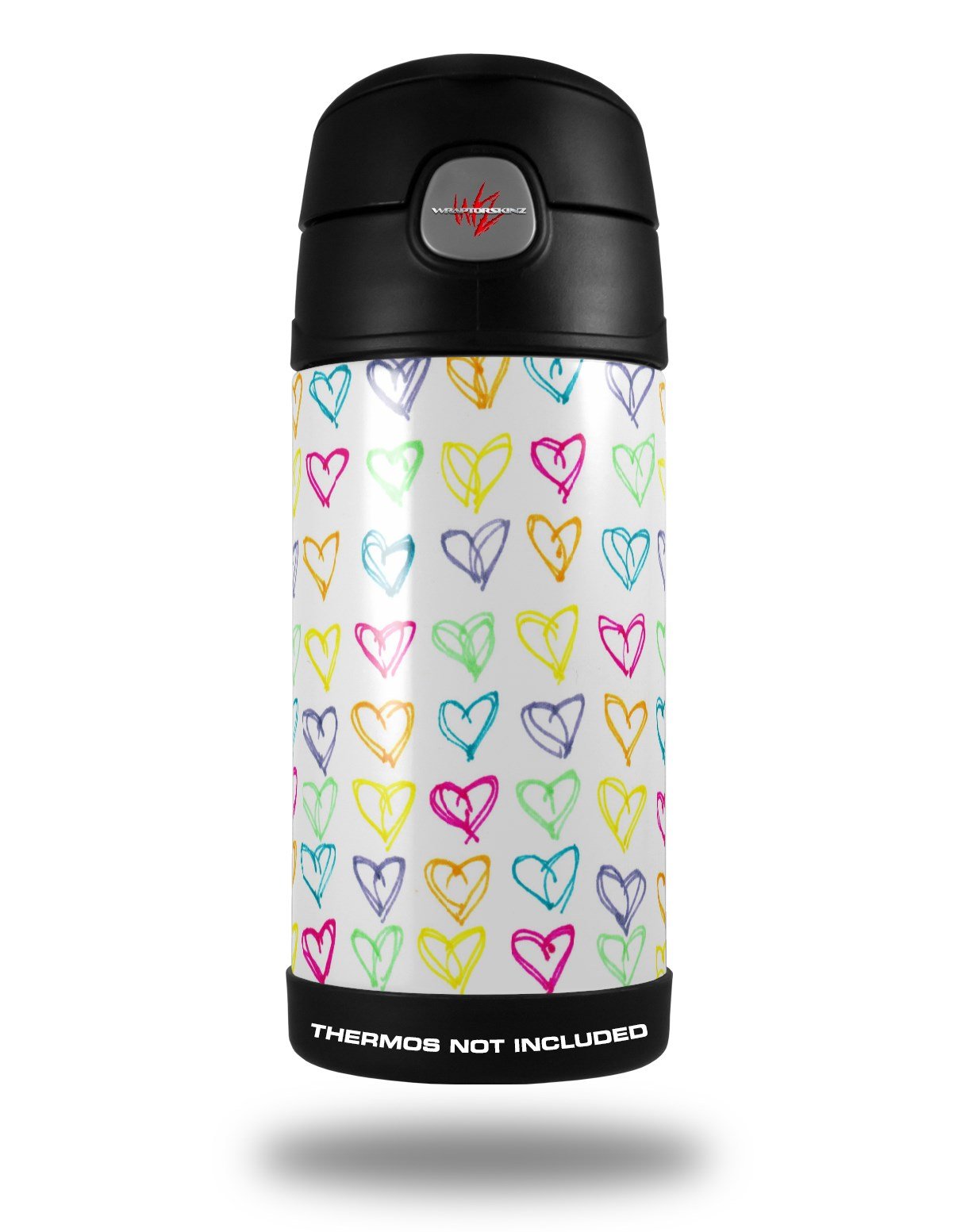 Skin Decal Wrap compatible with Thermos Funtainer 12oz Bottle Kearas Hearts White (BOTTLE NOT INCLUDED) by WraptorSkinz