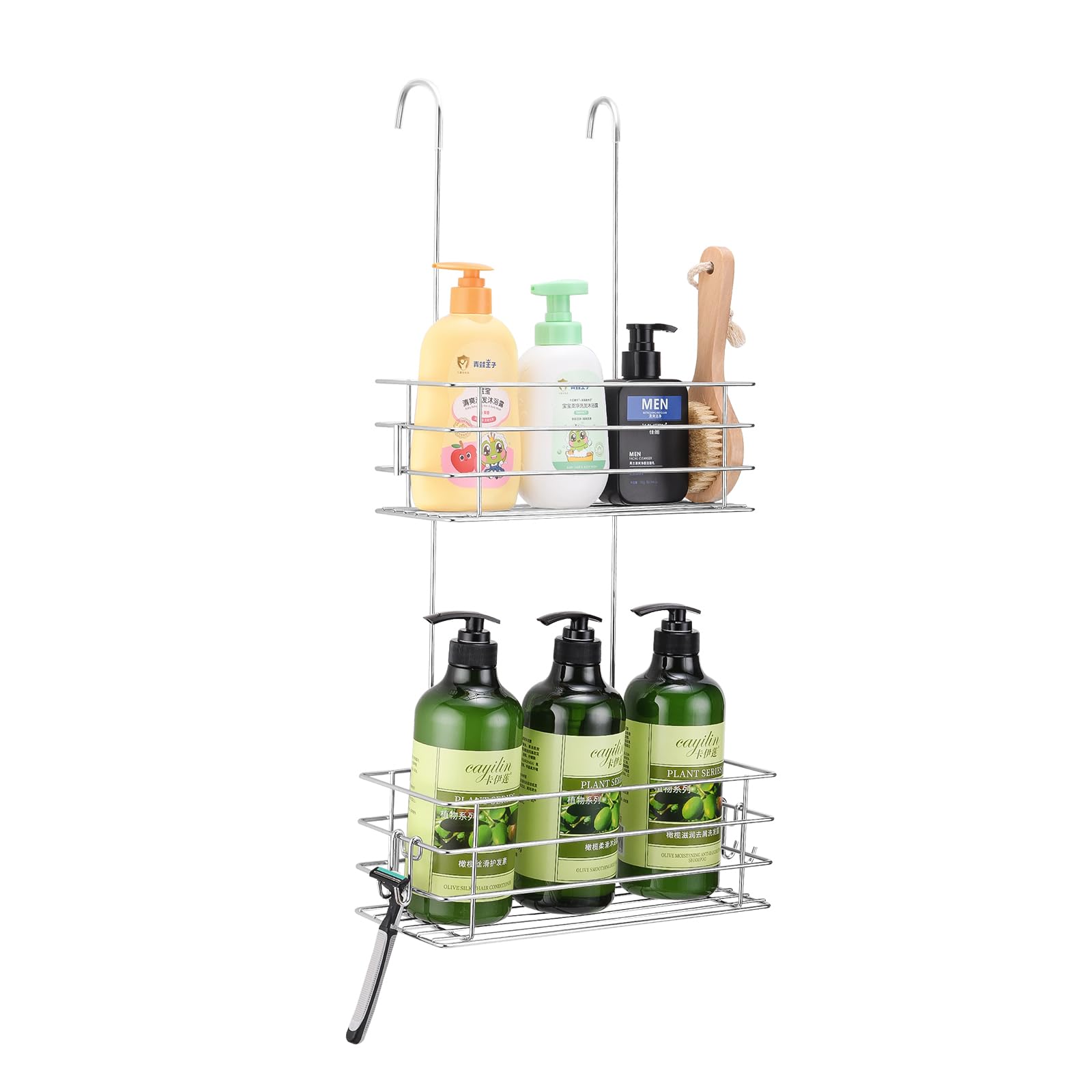 Seltomer Hanging Shower Rack Shower Caddy With Rotatable Hook Bar Over The Door And Can Be Hung On The Faucet Or Claw Foot, 304