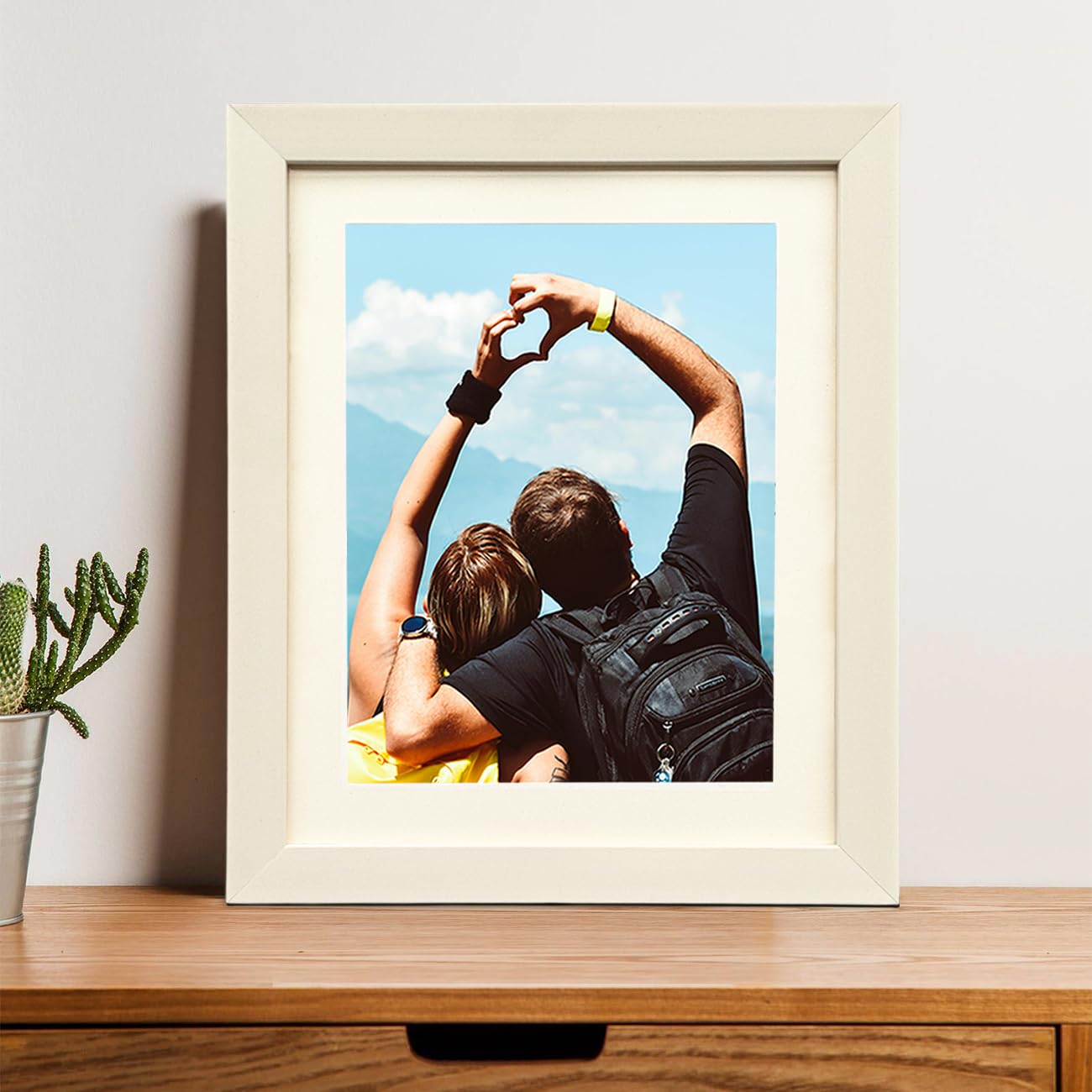 Art Street Synthetic Wall And Table Photo Frame Wood, Rectangular For Home And Office Decor (White, 8X10 Inch, Matted To 6X8 Inc
