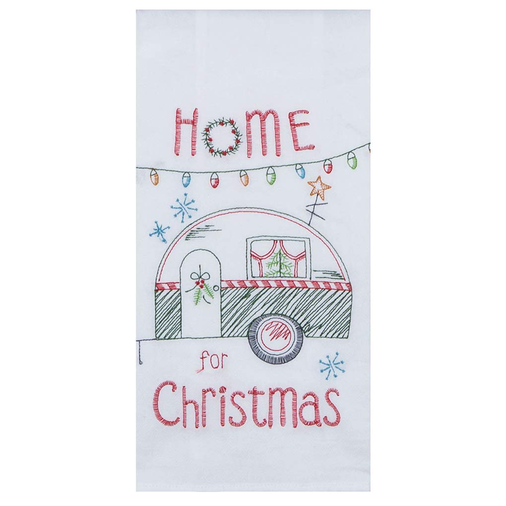 Kay Dee Embroidered Christmas Camper Trailer Flour Sack Dish Towel - 18 X 28