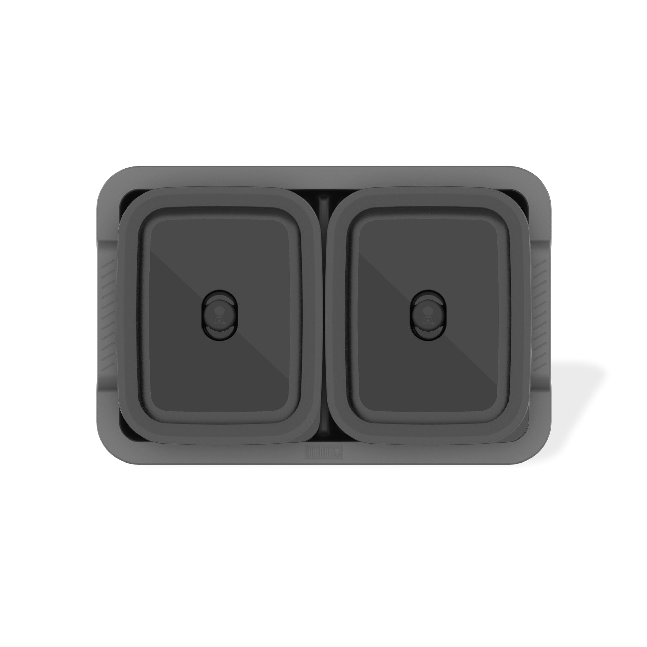 Weber Works Serving Tray - Drop-in Grill Serving Set with Divided Trays & Stainless Steel Prep Containers with Airtight Vented L