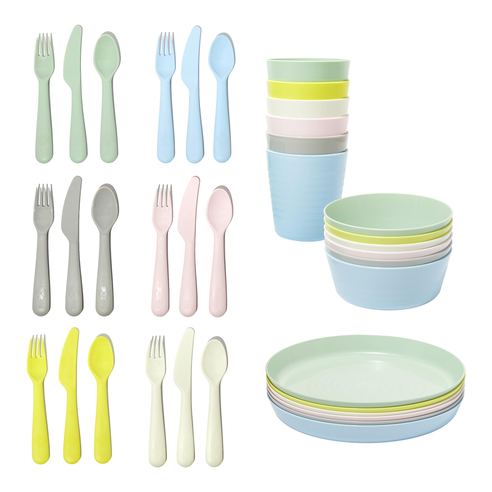 Ikea Kalas Pastel Colors Kids Plastic Bpa Free Flatware, Bowl, Plate, Tumbler Set