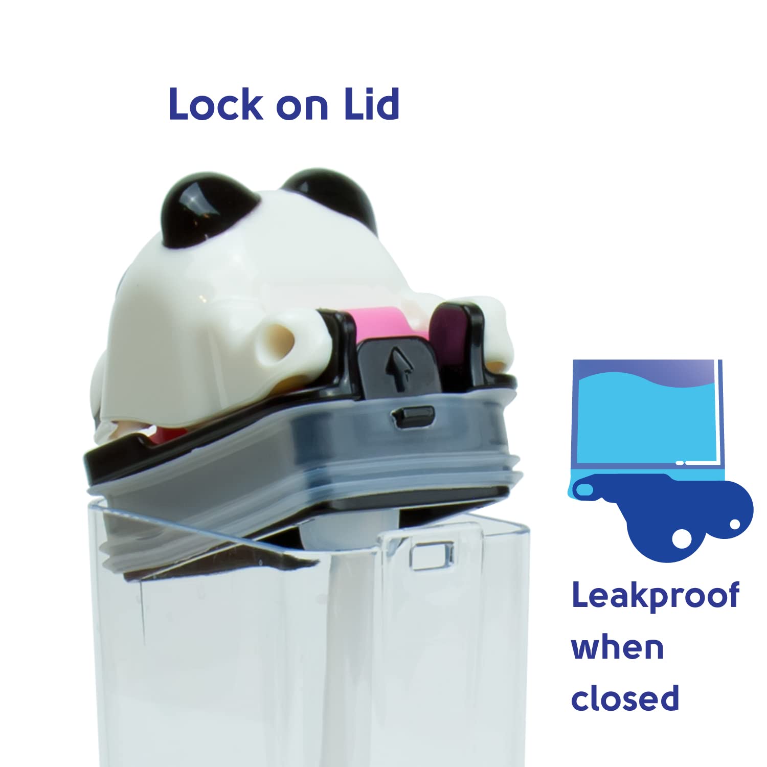 Precidio Design New 2022 Drink In The Box Funtops Eco-Friendly Reusable Drink Container, 8Oz (Panda)