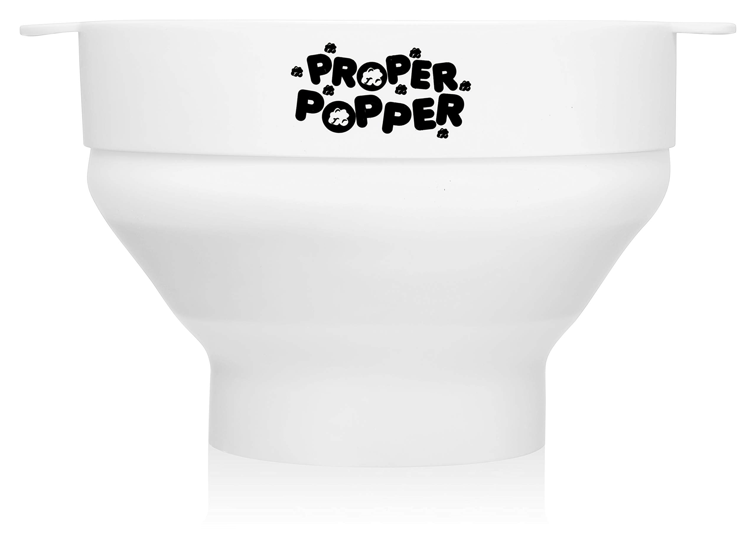 PROPER POPPER Silicone Microwave Popcorn Maker, Collapsible Bowl, BPA Free, Dishwasher Safe, White