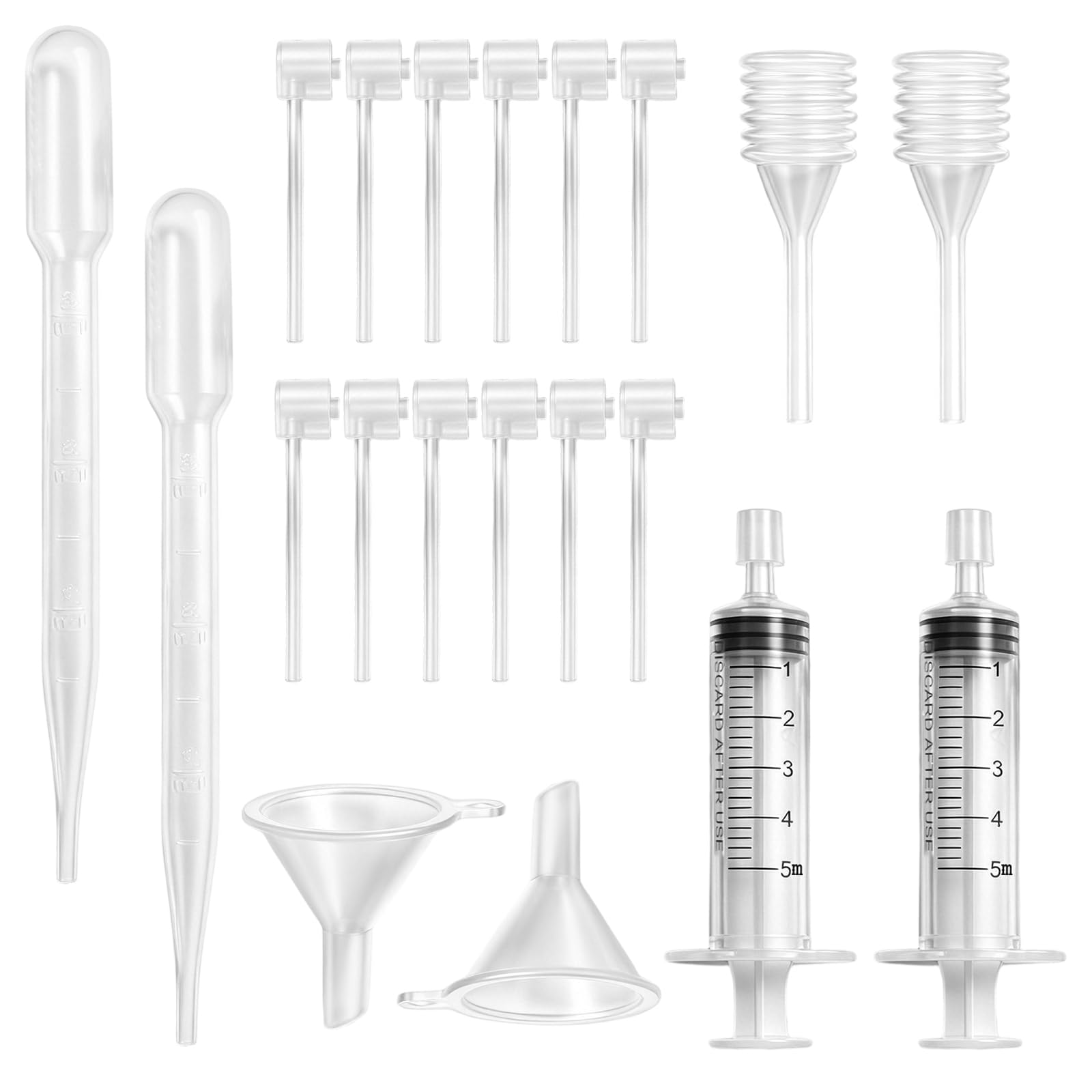 SULIKJHUI 20 Pcs Perfume Decanter Kit, Plastic Perfume Dispenser Transfer Tools, Perfumes Syringe Extractor & Funnel Set, Plasti