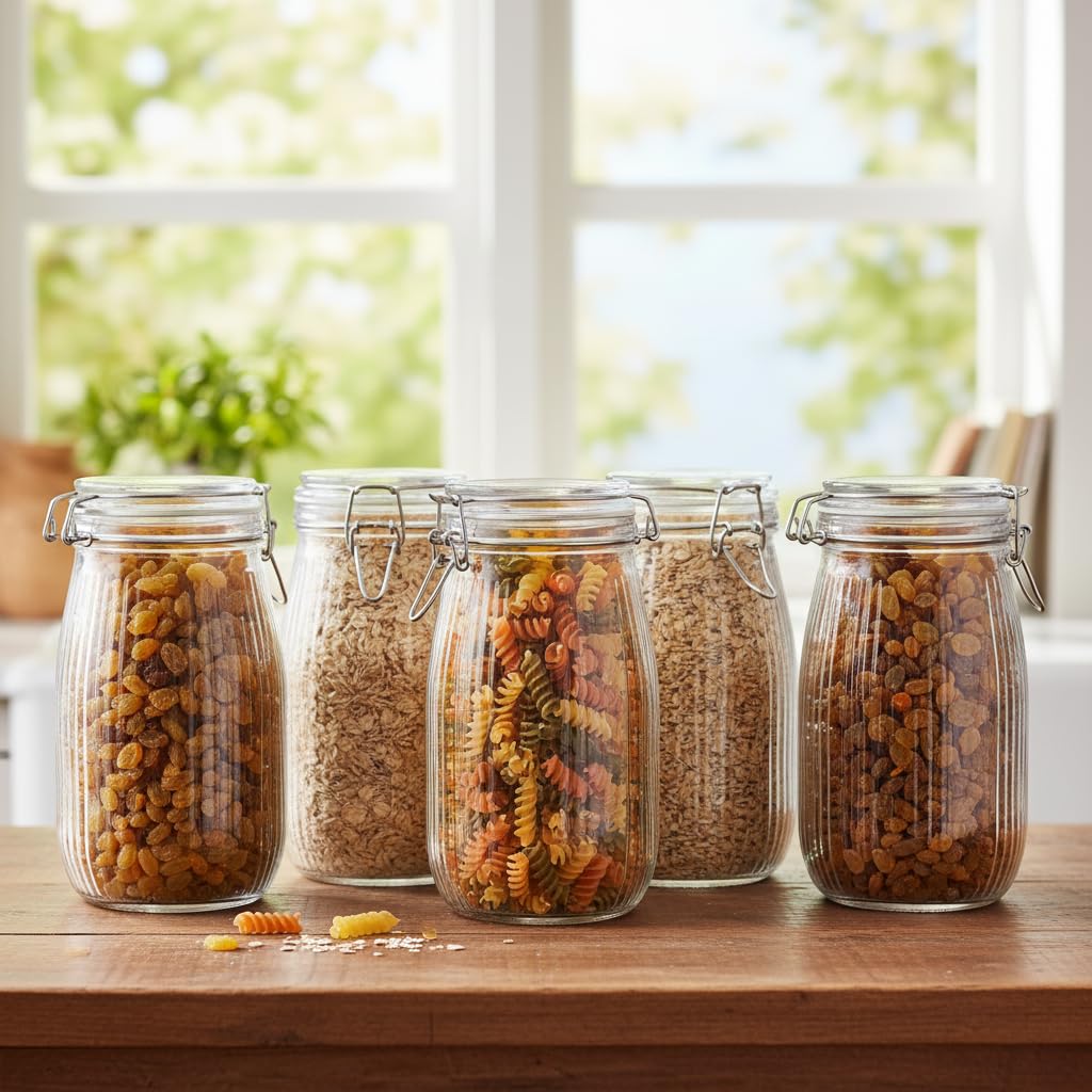Ginoya Brothers  Kitchen Glass Jar (5, 2000 Ml. Ballon Jar)