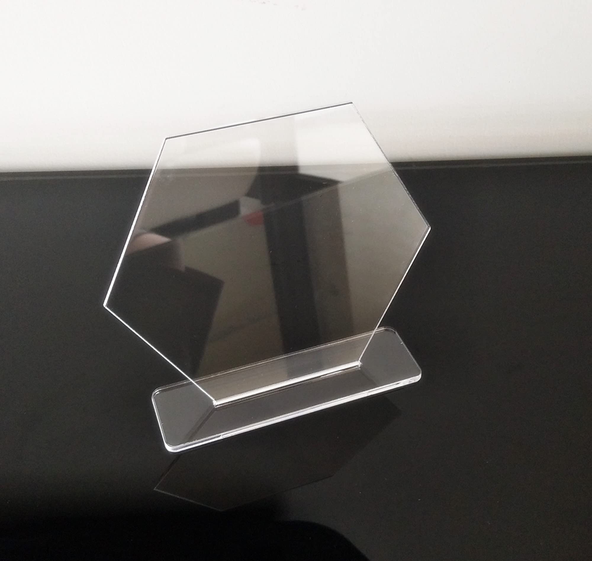 5 Sets Acrylic Blanks Hexagon With Stand,Diy Clear Wedding Signs,Personalized Hand Lettered Table Numbers (5.5'')
