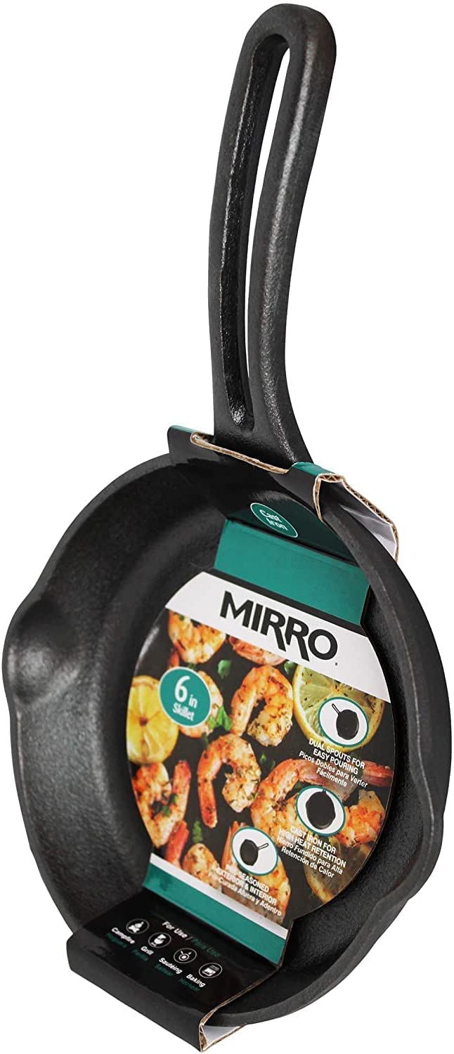 Mirro 6-Inch Cast Iron Preseasoned Skillet, Black - Model MIR-19050