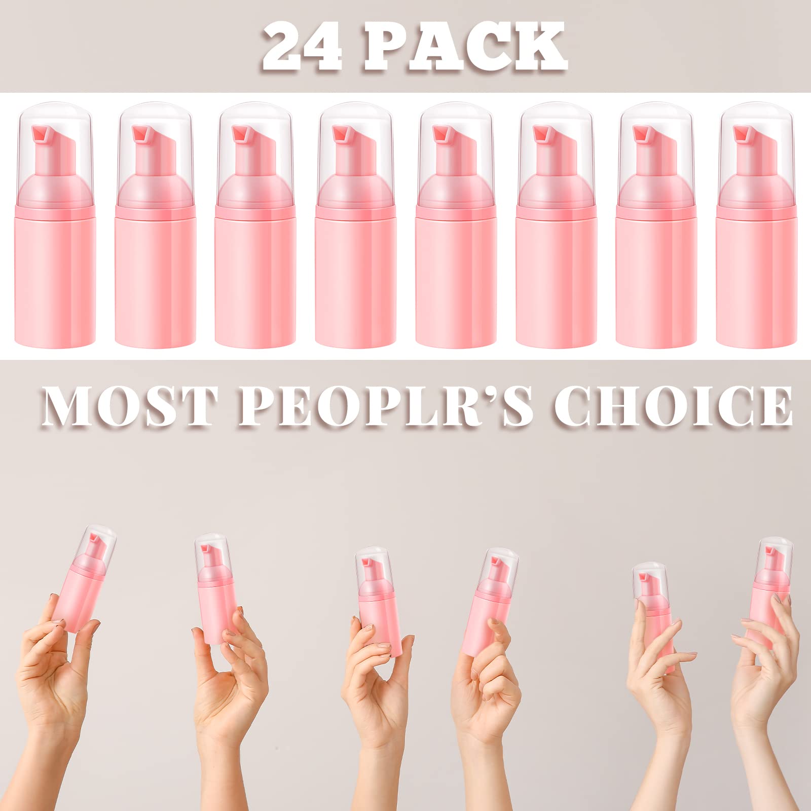 Funtery 24 Pcs Foam Pump Bottles 1 Oz/ 30 Ml Travel Soap Bottle Plastic Mini Empty Dispenser Foaming Bottles For Refillable Hand