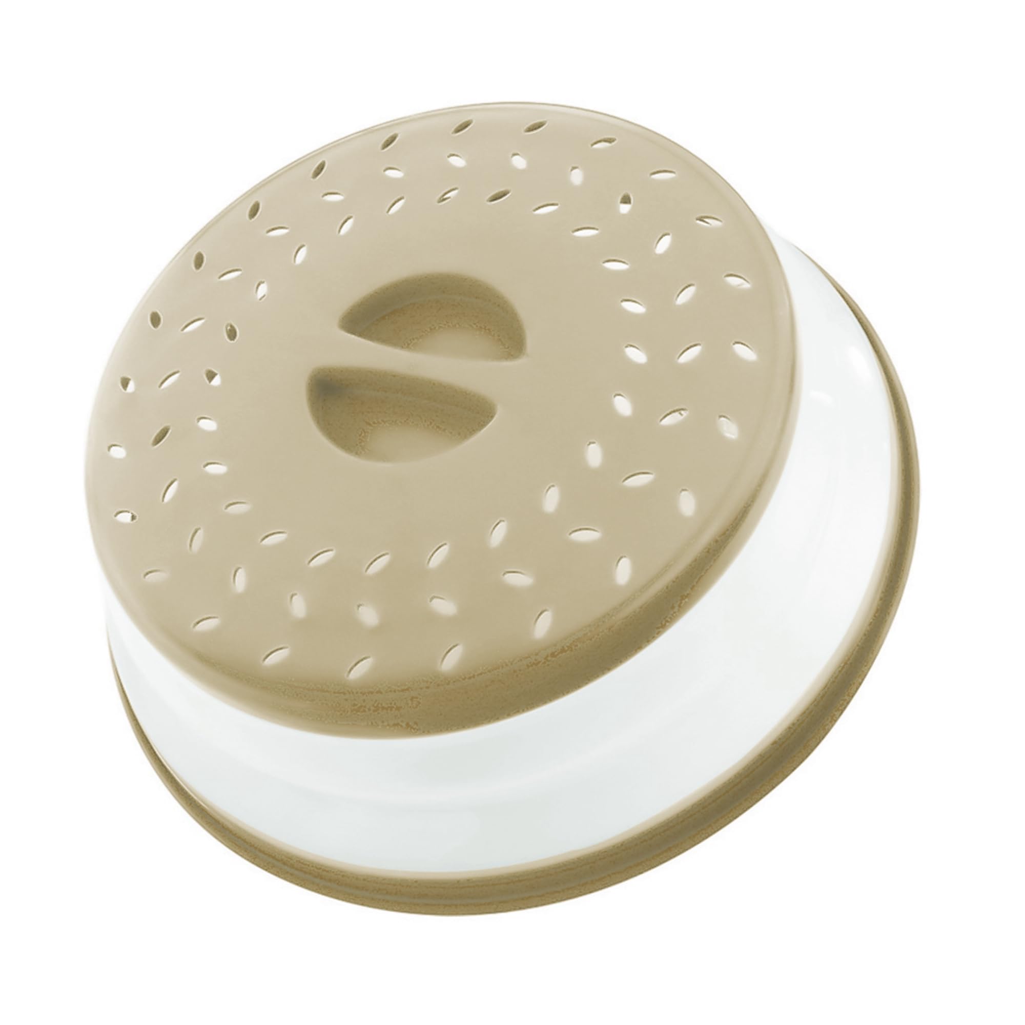 Collapsible Microwave Splatter Cover, Microwave Plate Cover With Steam Vent,BPA-Free Silicone & Plastic (Old beige, 10.5IN)