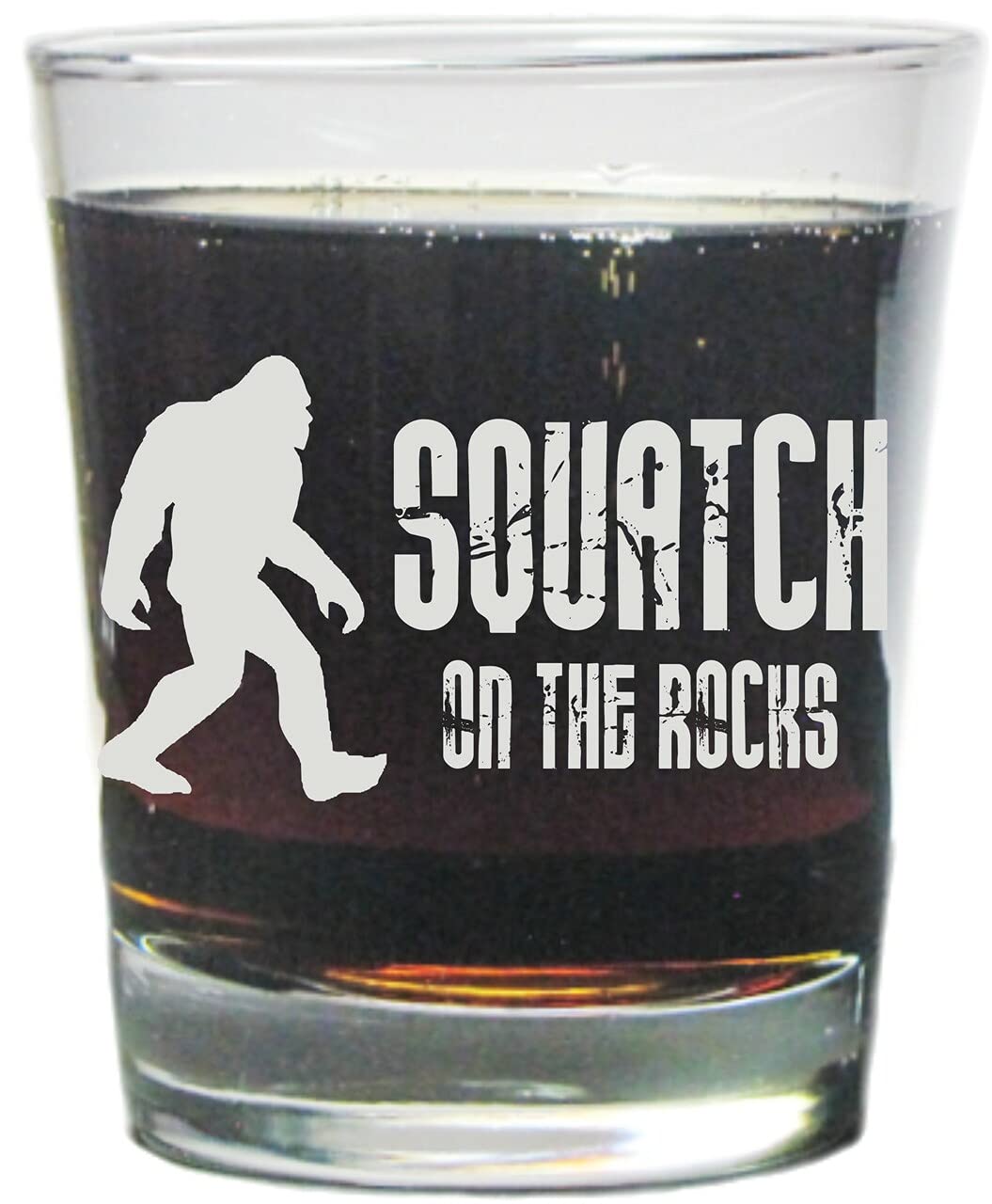 Bigfoot Squatch On The Rocks - Engraved Hi-Ball Rocks Glass - 13 Oz - Permanently Etched - Fun & Unique Gift!
