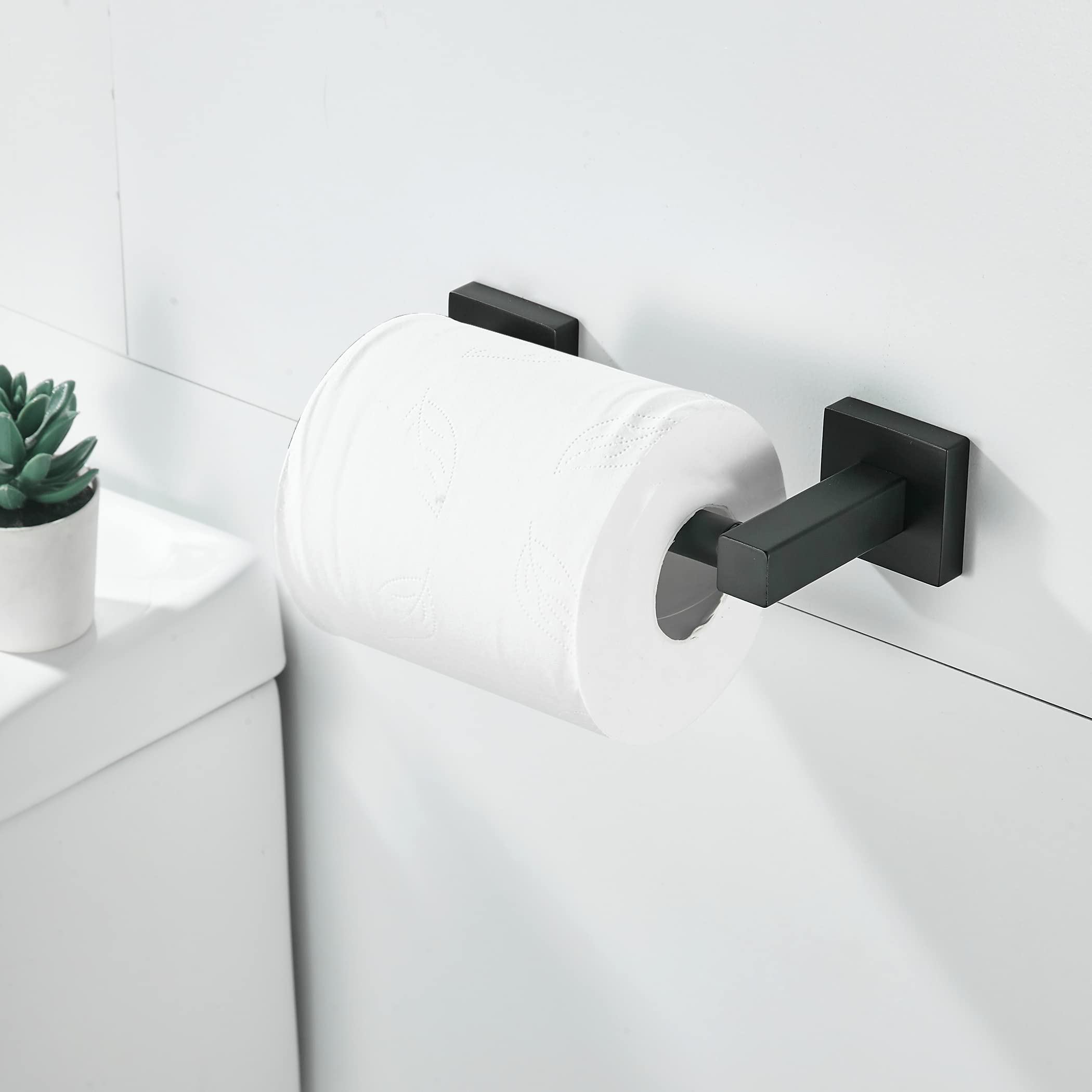 Wolibeer Black Toilet Paper Holder Towel Ring, Matte Bathroom Hand Towel Holder Toilet Roll Holder, Modern Bath Hardware Set Wal