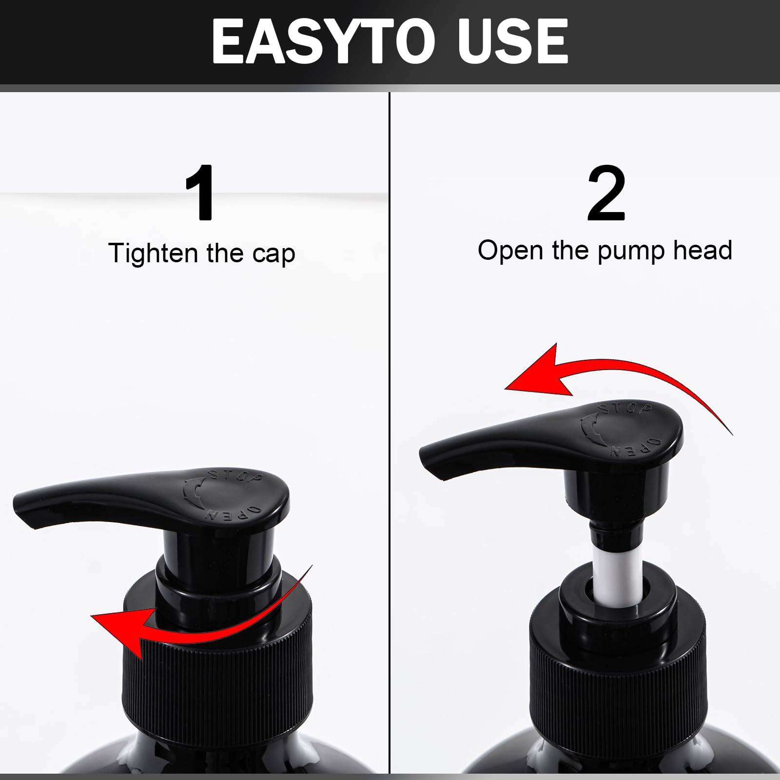 Yeeco 16.9Oz/500Ml Hand Soap Dispenser, Plastic Pump Bottles Dispenser With Waterproof Labels, Shampoo And Conditioner Dispenser