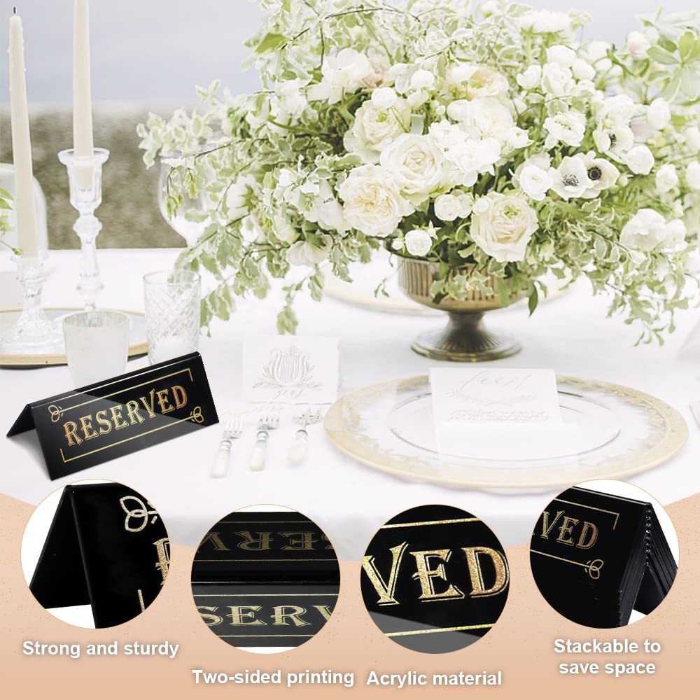 DI QIU REN 10PCS Reserved Table Signs  Acrylic Guest Reservation Table Tents Sign  Waterproof Double-Sided Reserved Seat Signs  Reserve Signs for Wedding Birthday Party Restaurants Meeting Chair