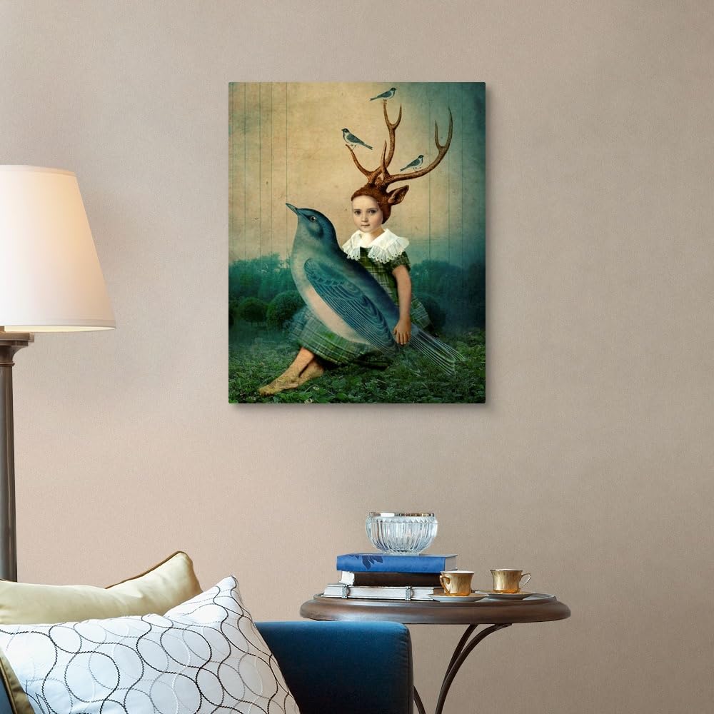 Canvas On Demand Sing Me A Song Canvas Wall Art Print By Catrin Welz-Stein, Contemporary, Figurative, Home Decor, Person, Wildli