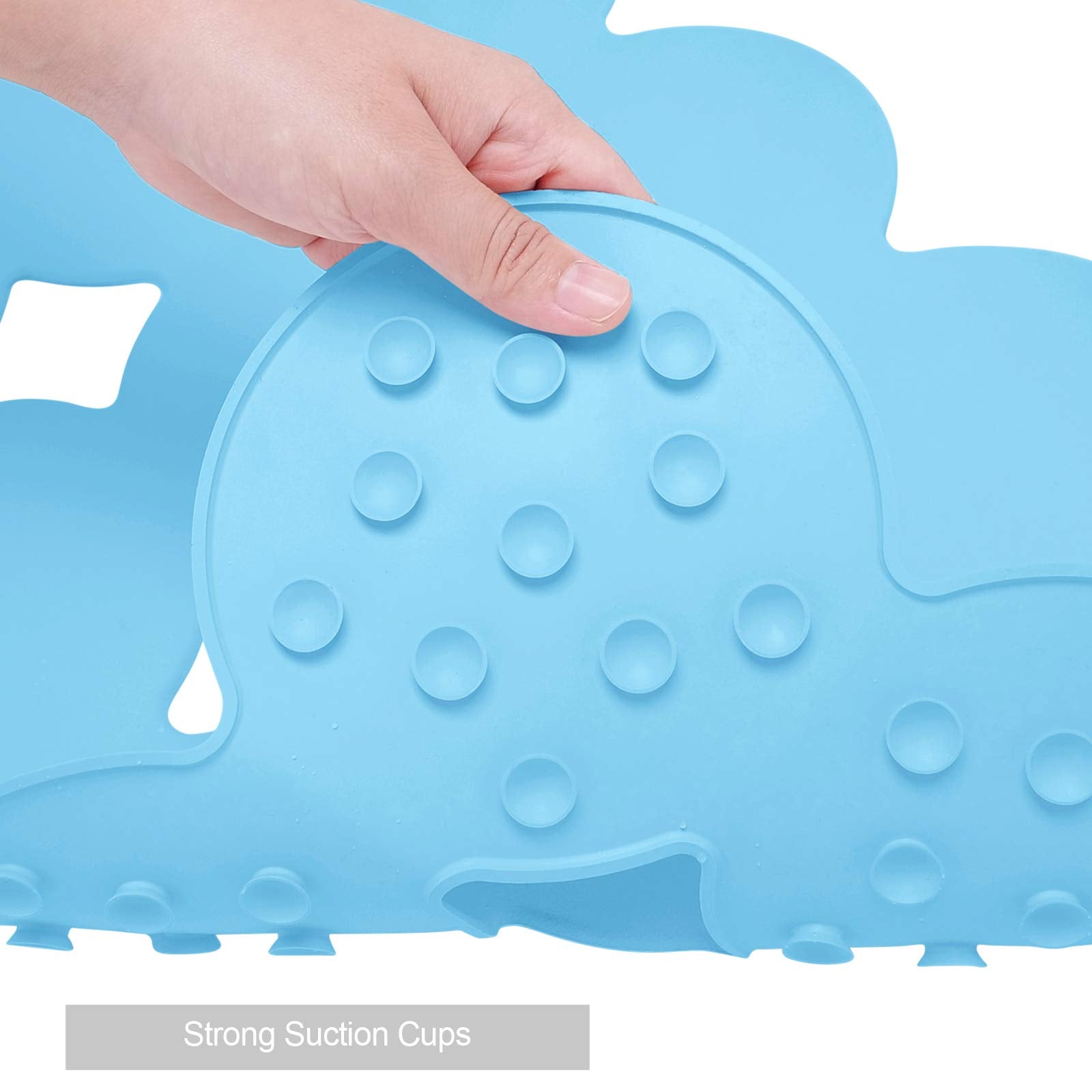 Webos Patented Non Slip Bathtub Mat Shower Mat Bath Mat Tub Mats with Strong Suction Cups Soft Natural Rubber Bath Mat for Inside The tub (Circle-Blue  28x16 inch)