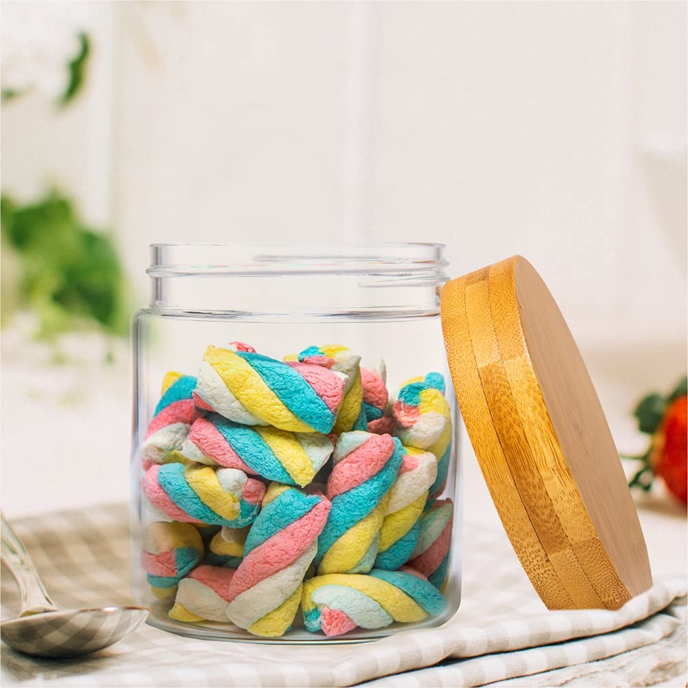 Dubblin Borosilicate Glass Jar With Airtight Wooden Lid, Kitchen Storage Jar Container Microwave Safe  500Ml, 1 Pc, Transparent