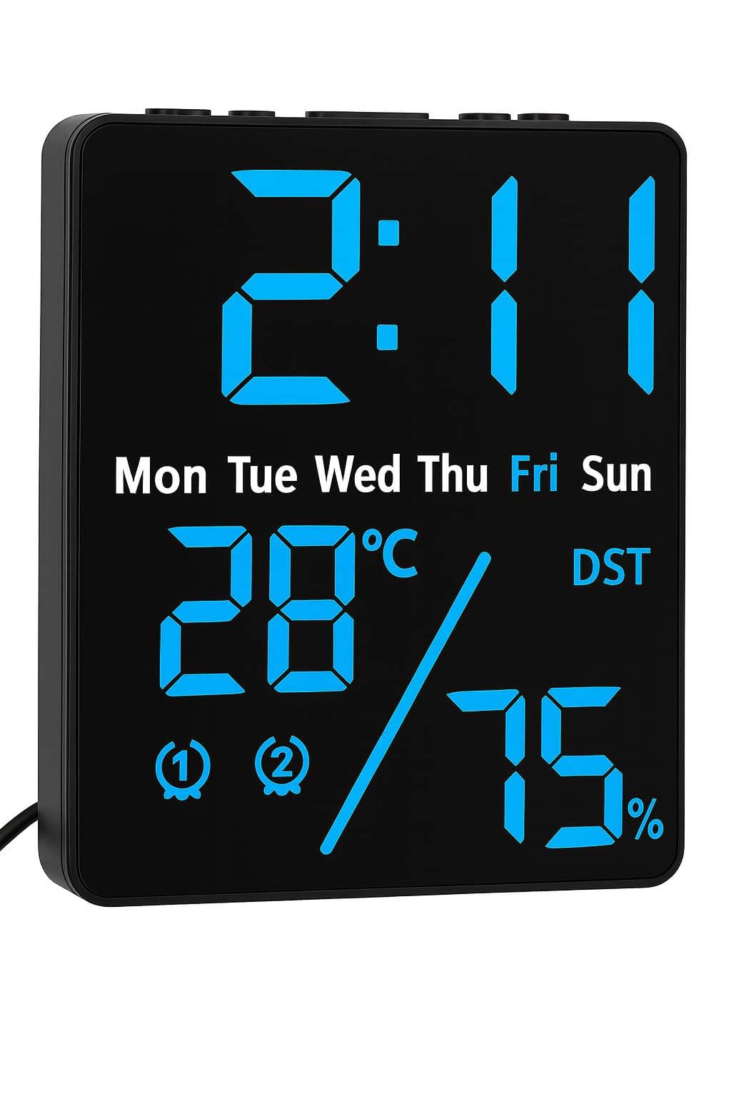 Cbk Digital Alarm Clock Table Clock With Led Display, Temperature And Humidity Monitor Compact Desk Clock For Students,Home, Off