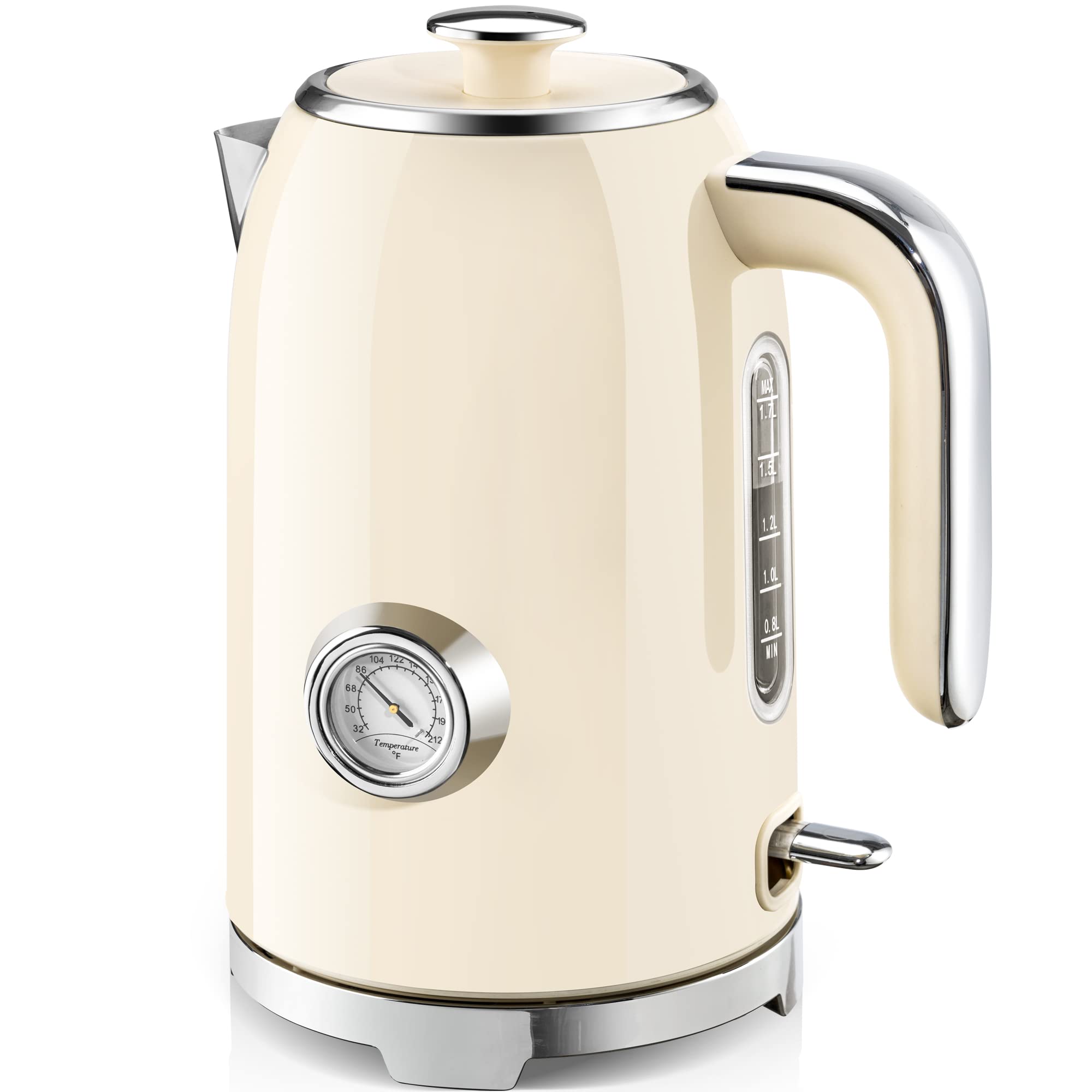 Susteas Electric Kettle - 57Oz Hot Tea Kettle Water Boiler With Thermometer, 1500W Fast Heating Stainless Steel Tea Pot, Cordles